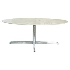 Roche Bobois Stainless Steel Marble Dining Table, Knoll Style