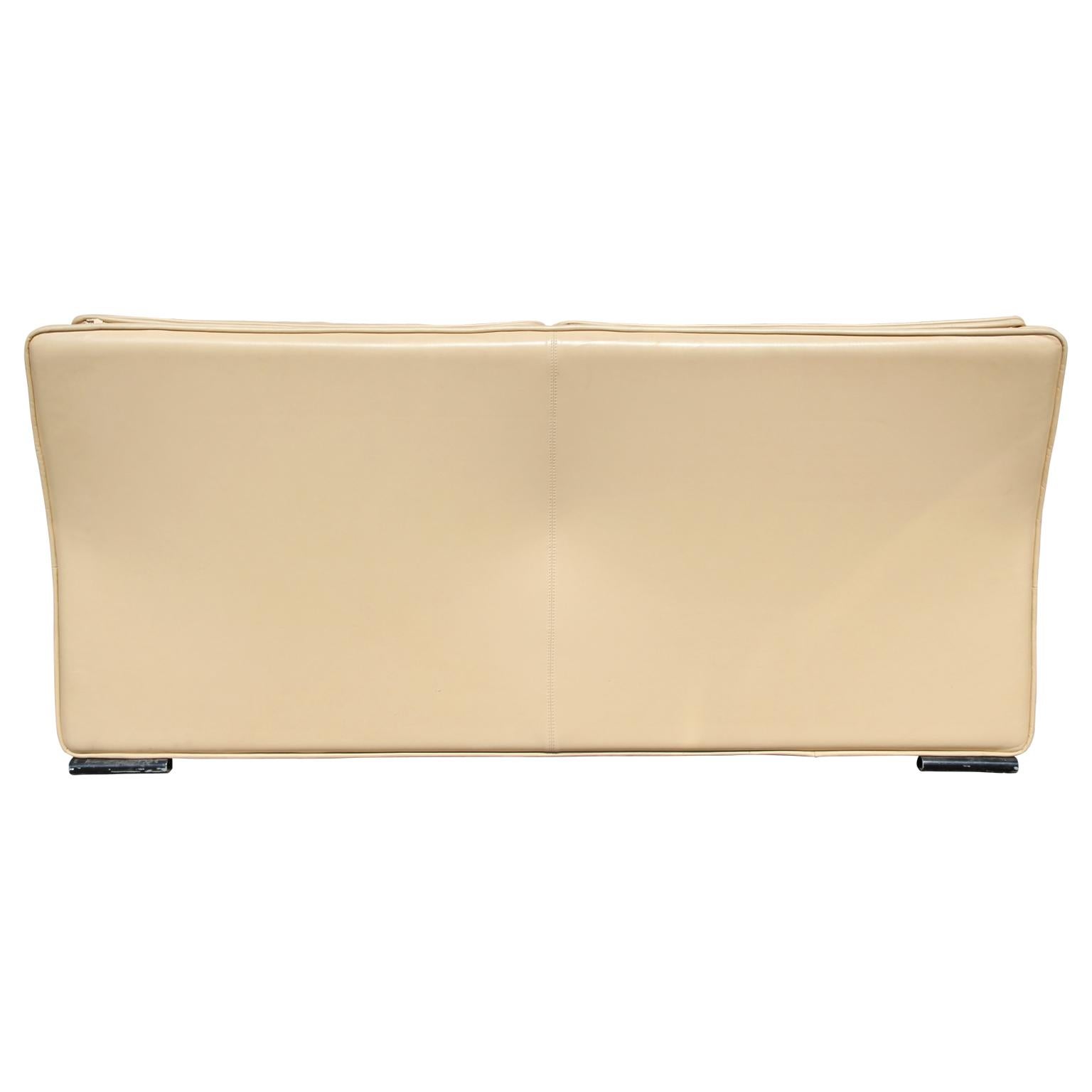 Post-Modern Roche Bobois Style Brunati Postmodern Italian Leather Two-Seat Sofa / Settee