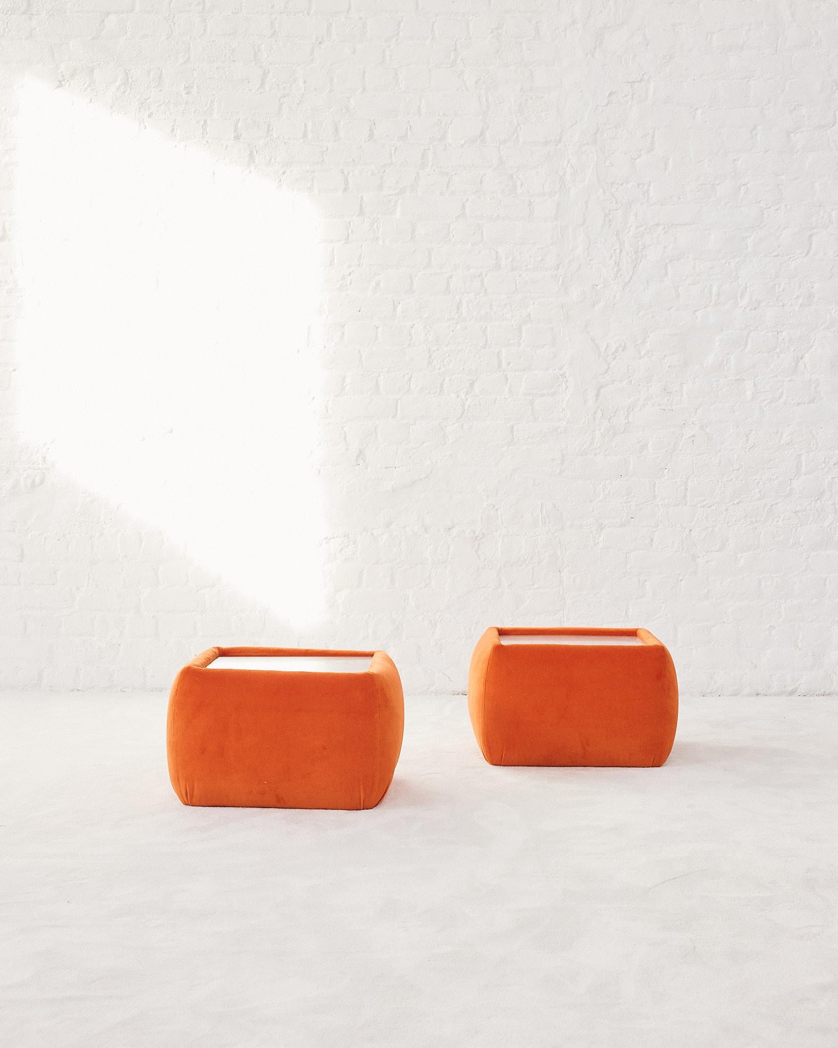 French Roche Bobois Style Orange Side Tables