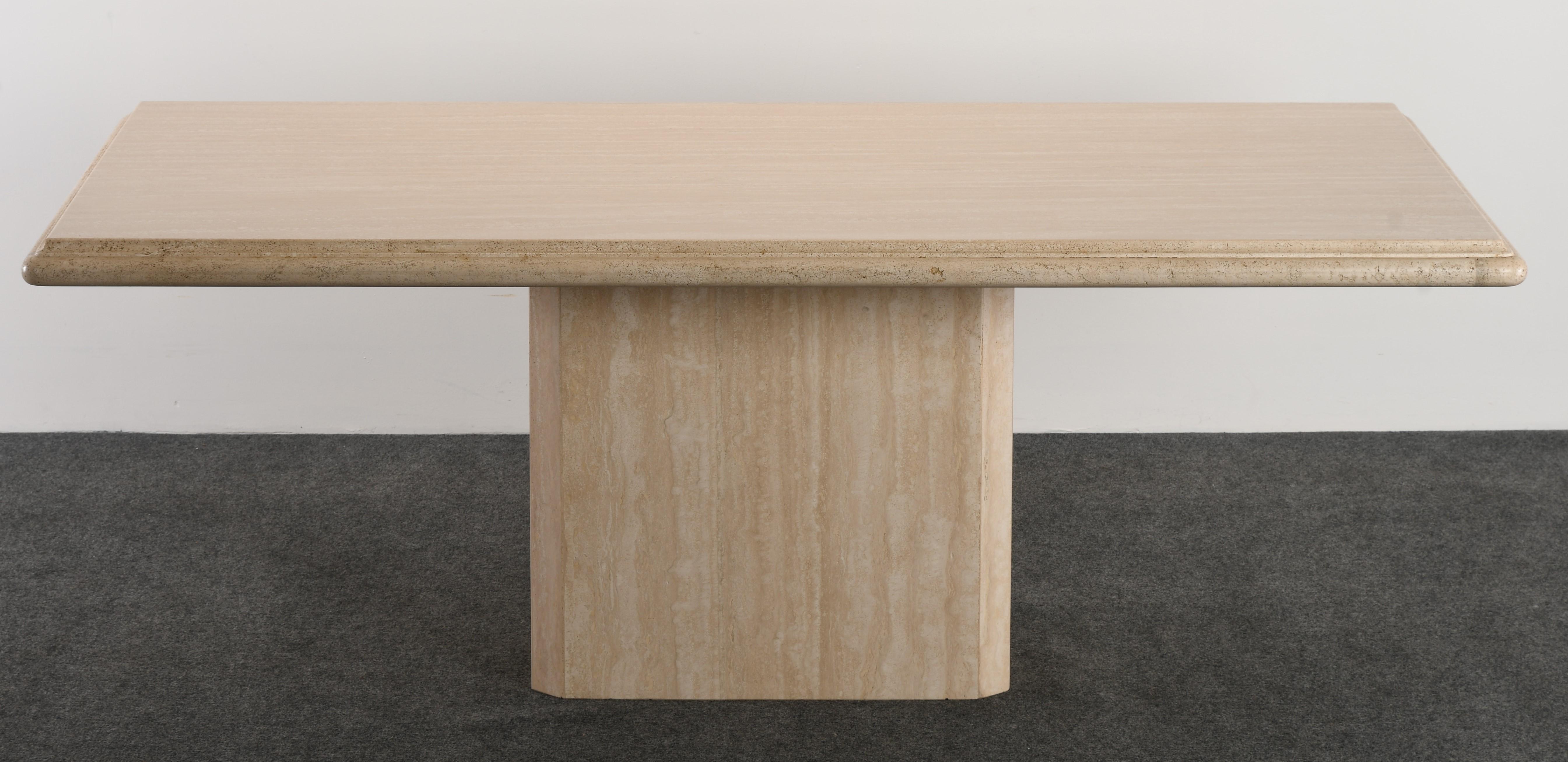 Mid-Century Modern Roche Bobois Style Travertine Dining Table, 1980s