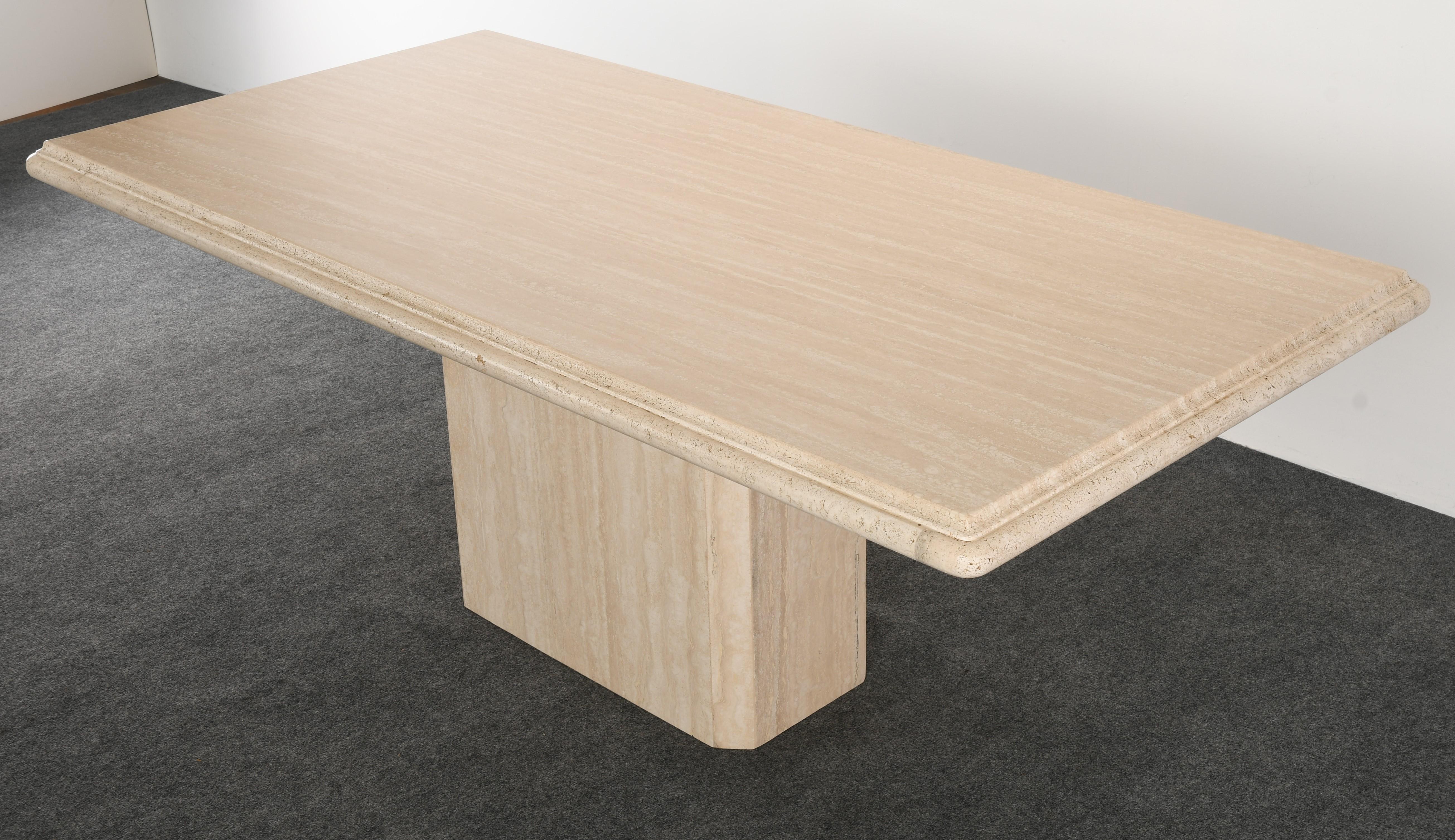 Roche Bobois Style Travertine Dining Table, 1980s In Good Condition In Hamburg, PA