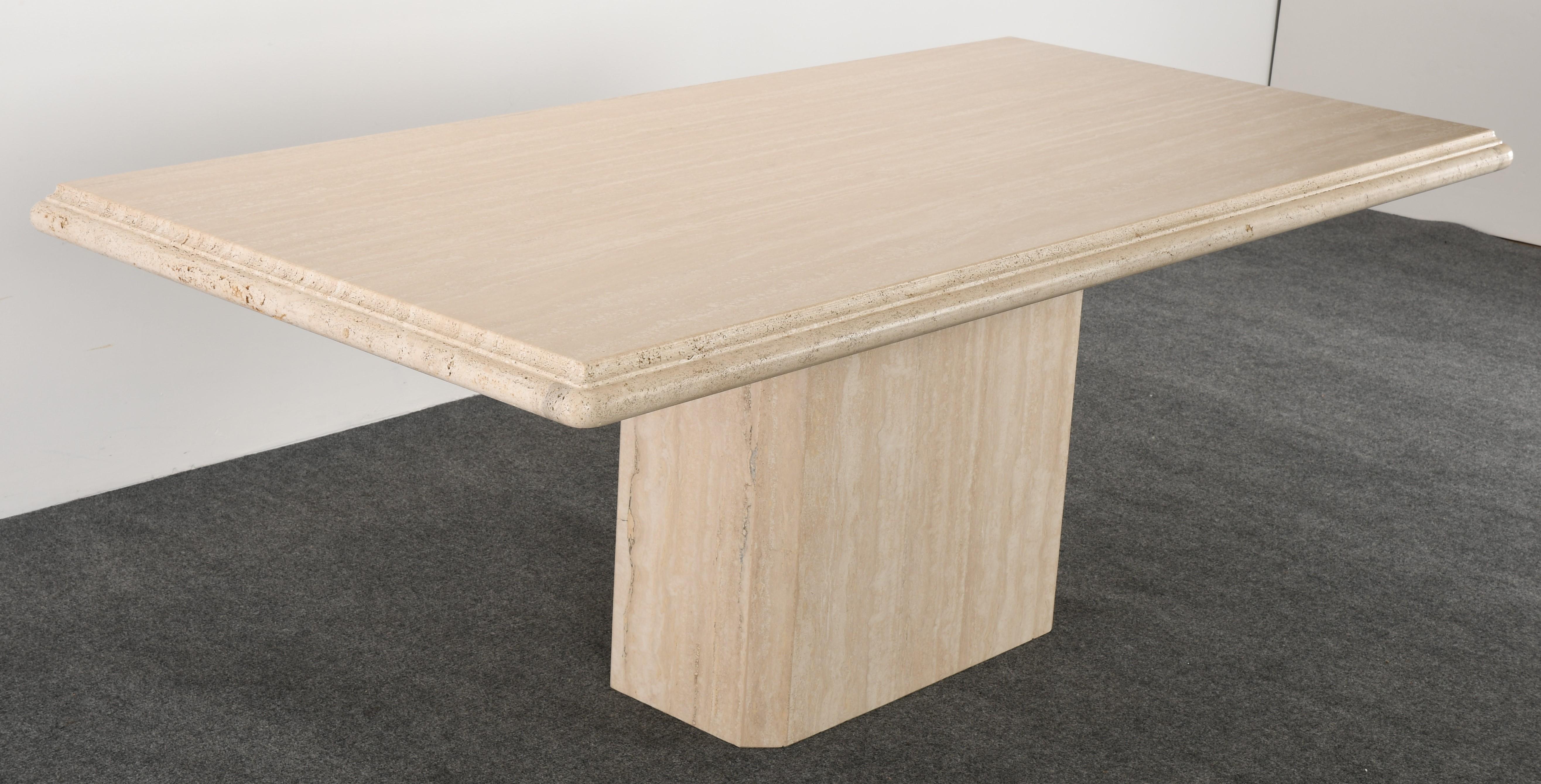 Late 20th Century Roche Bobois Style Travertine Dining Table, 1980s