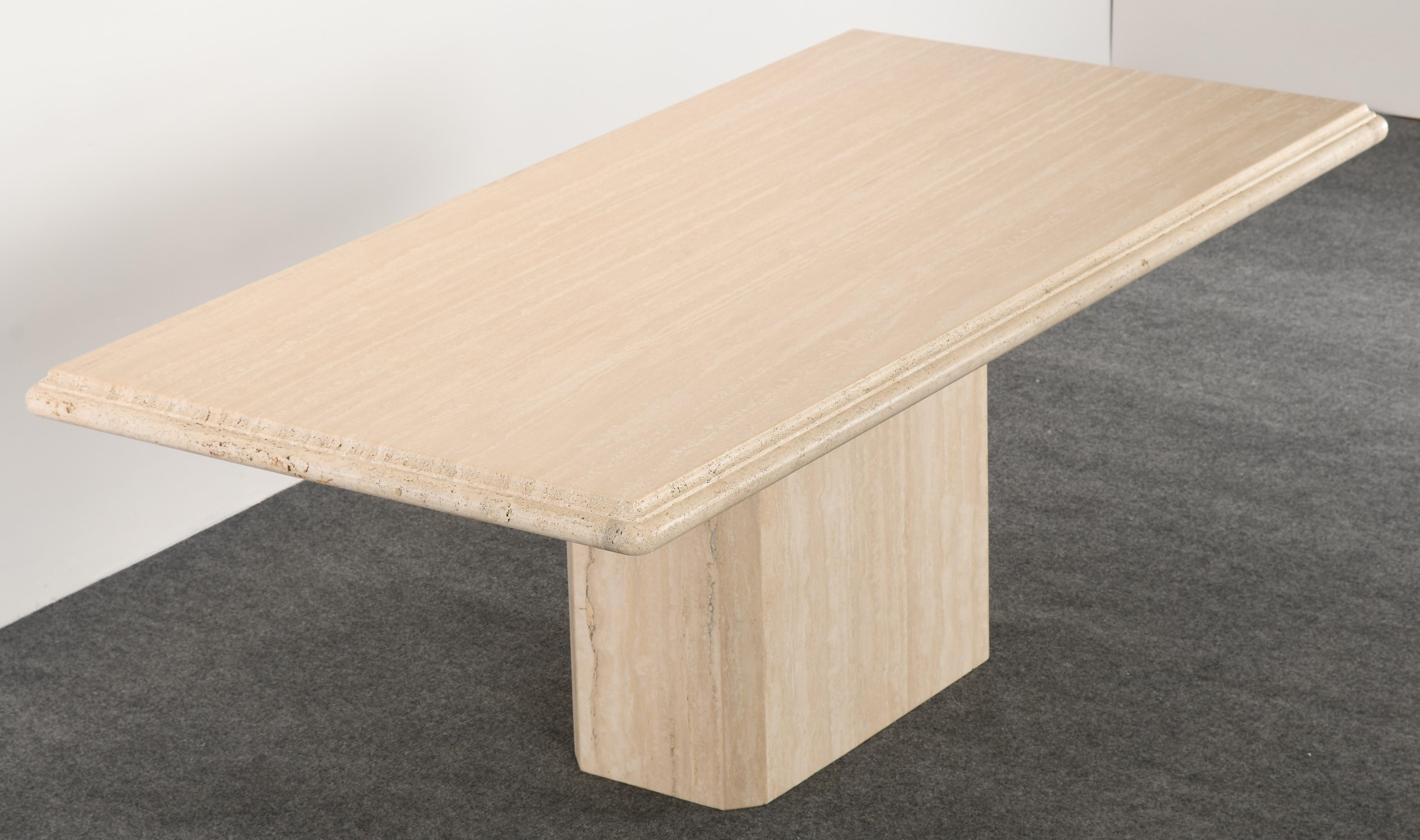 Roche Bobois Style Travertine Dining Table, 1980s 1
