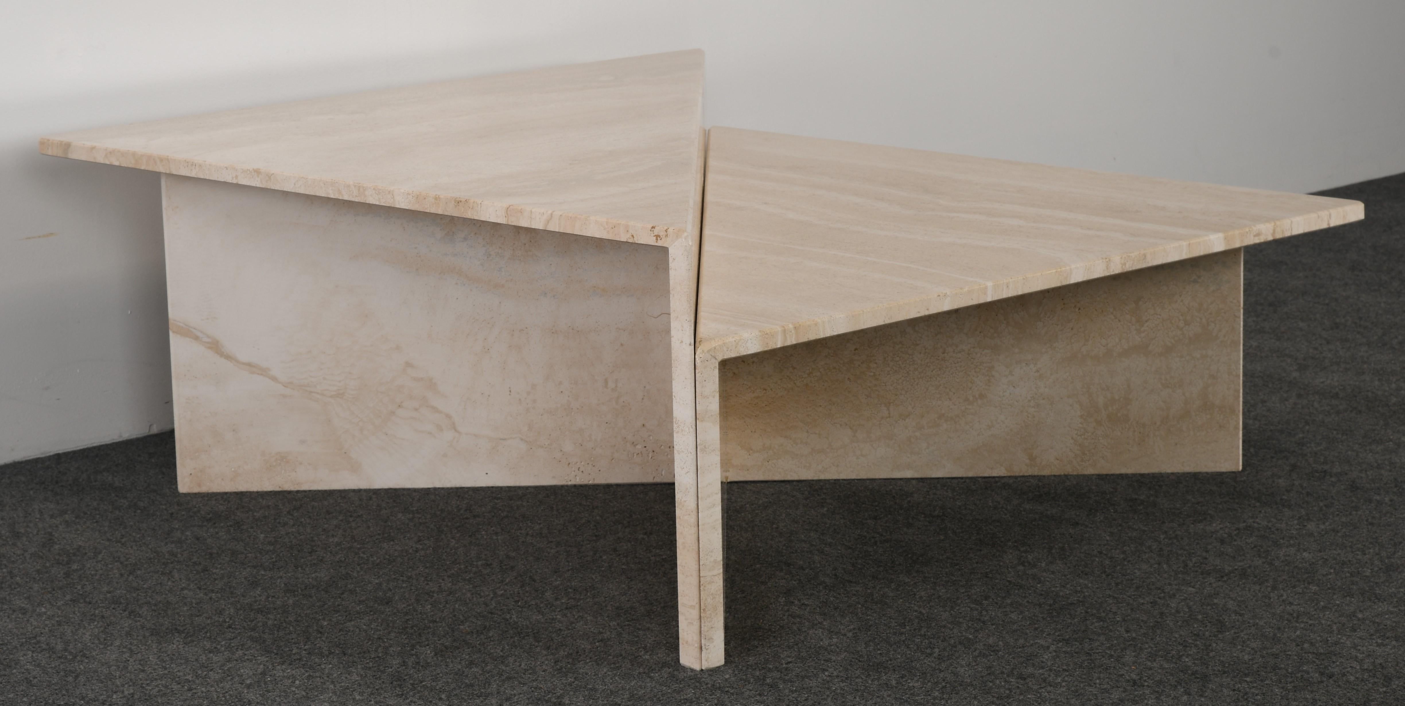 Roche Bobois Style Travertine Marble Coffee Table, 1980s 3