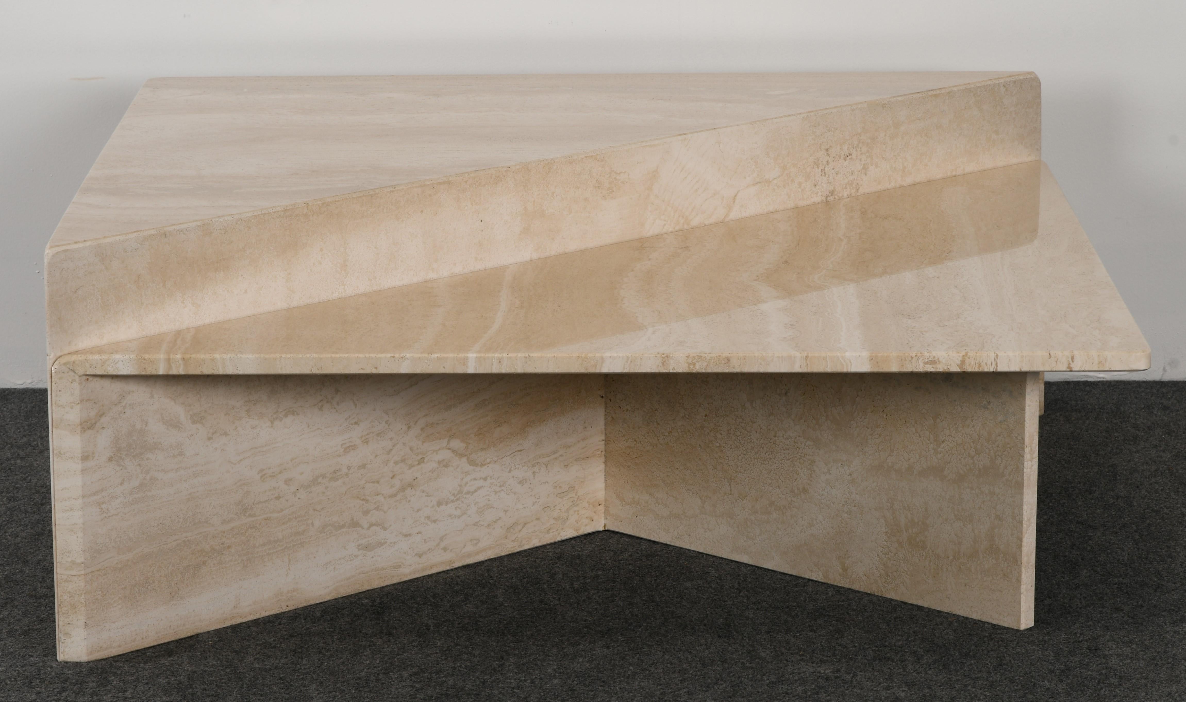Roche Bobois Style Travertine Marble Coffee Table, 1980s 1