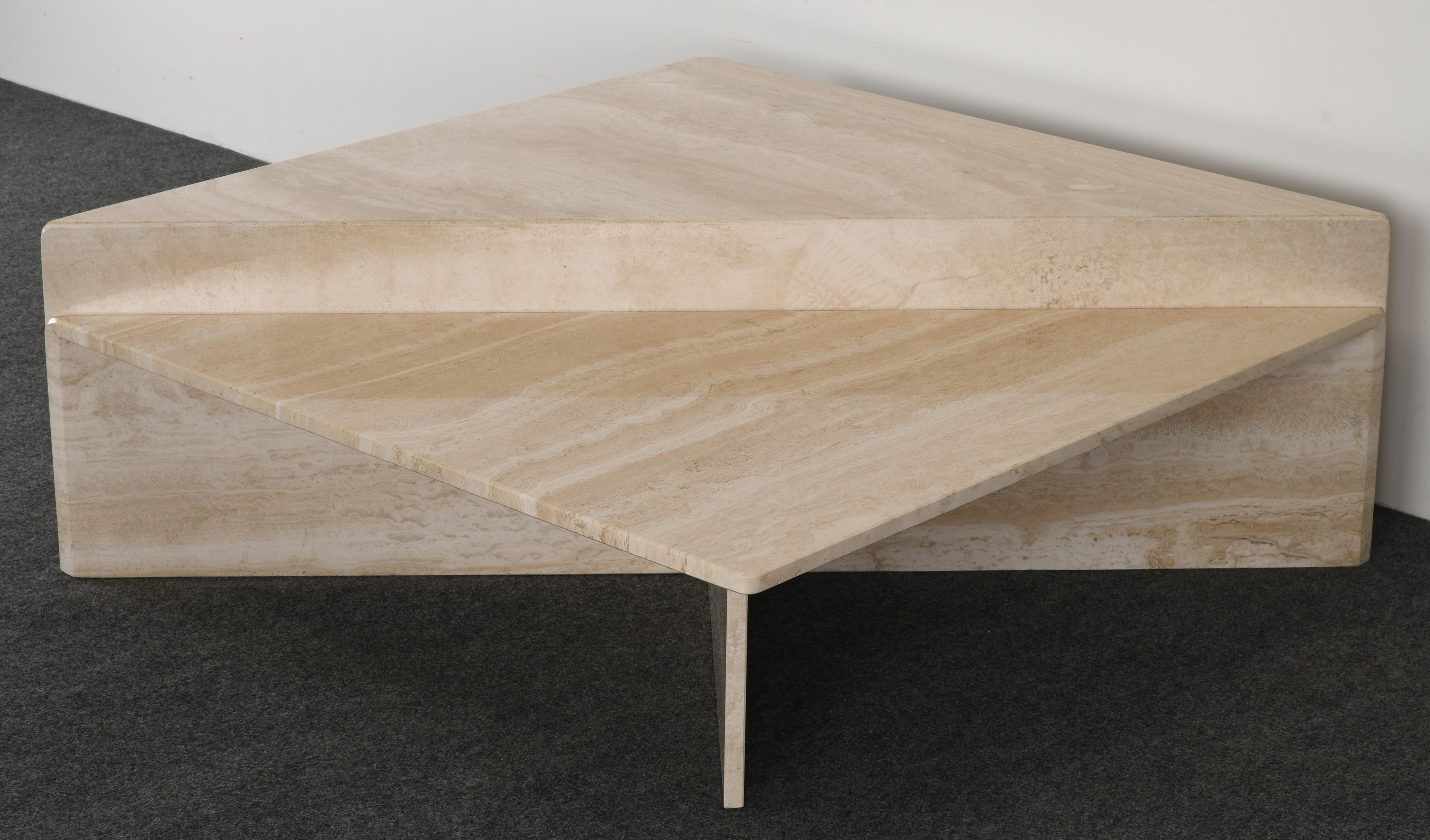 Roche Bobois Style Travertine Marble Coffee Table, 1980s 2