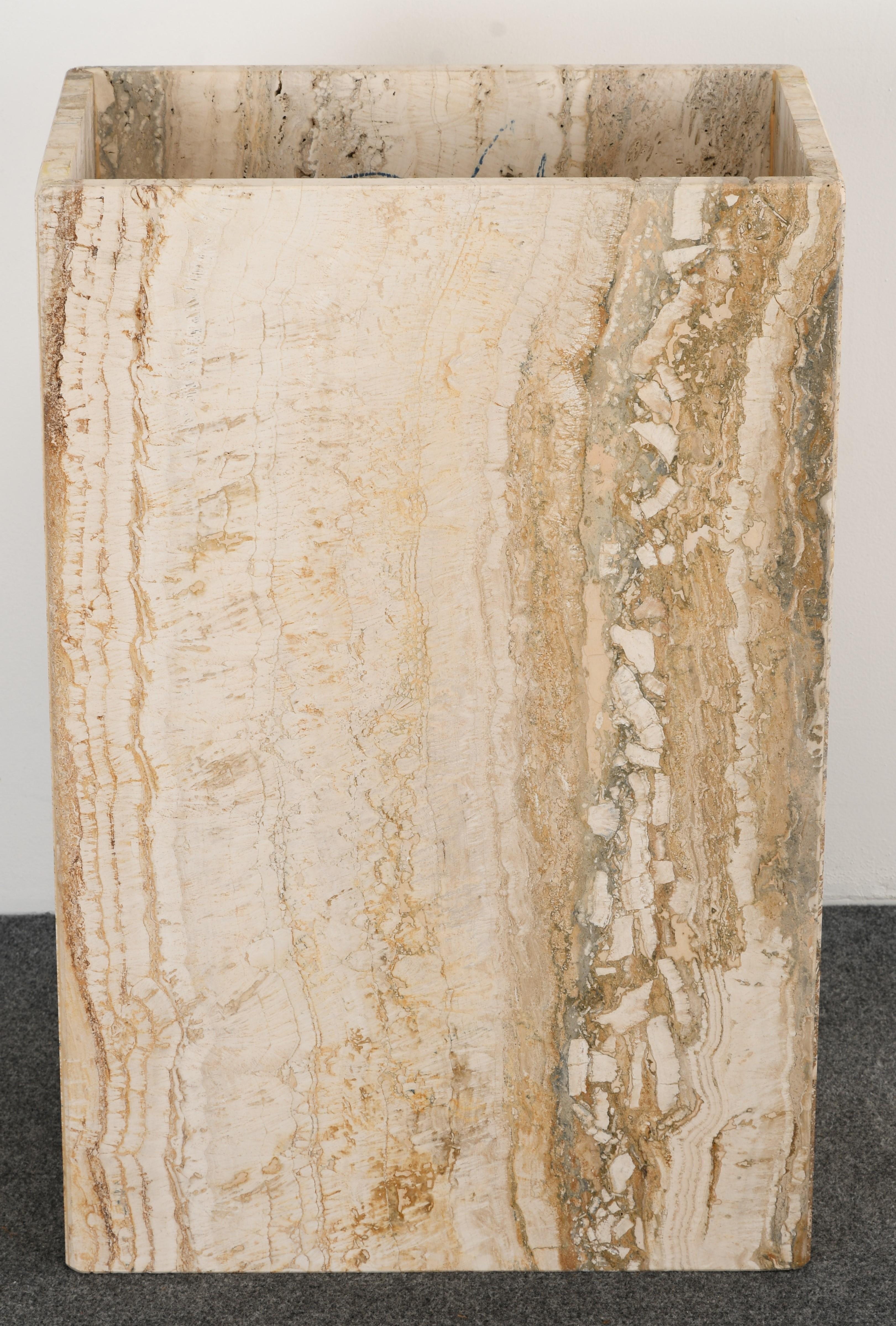 Roche Bobois Style Travertine Marble Console Table, 1980s 3