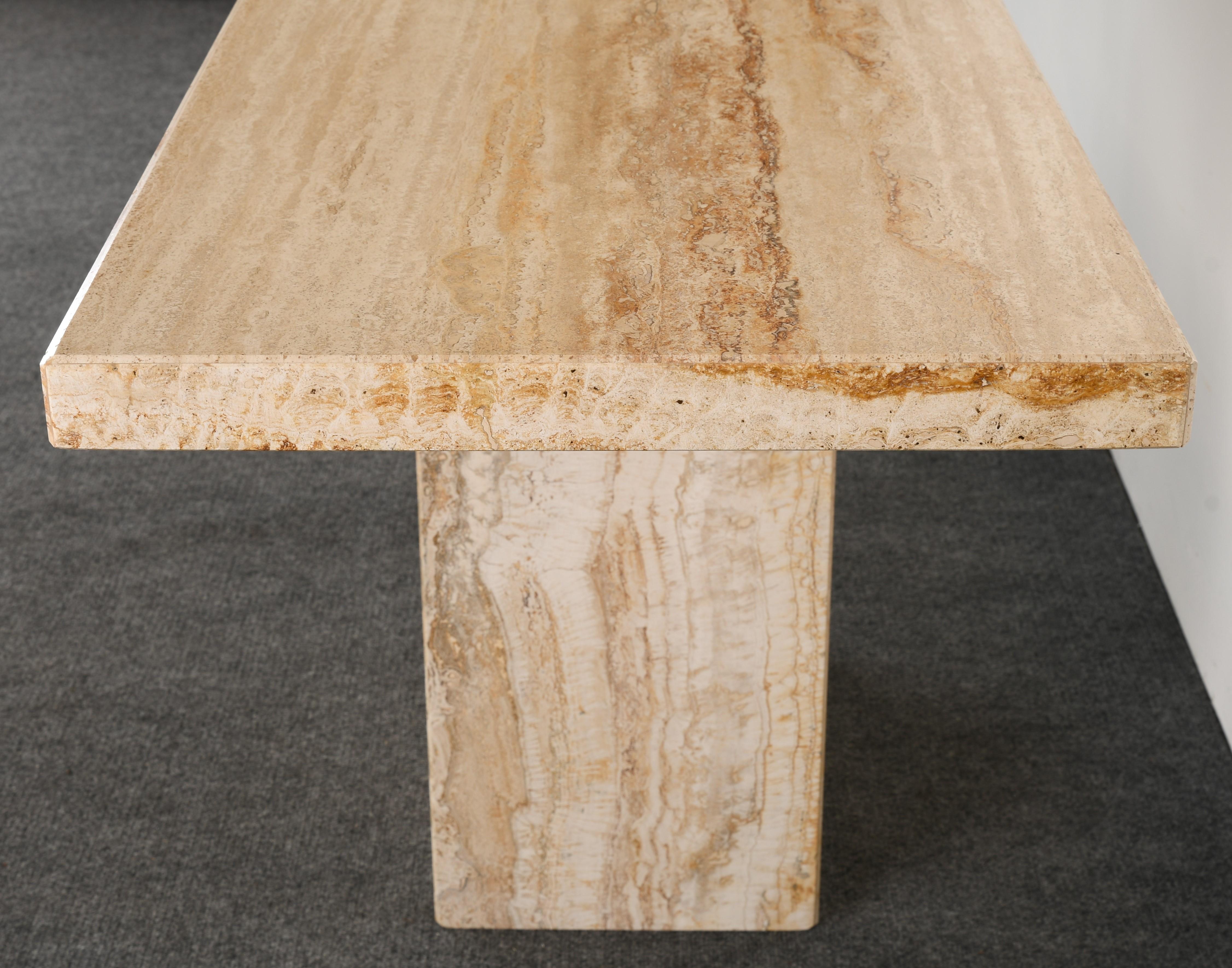 Roche Bobois Style Travertine Marble Console Table, 1980s In Good Condition In Hamburg, PA