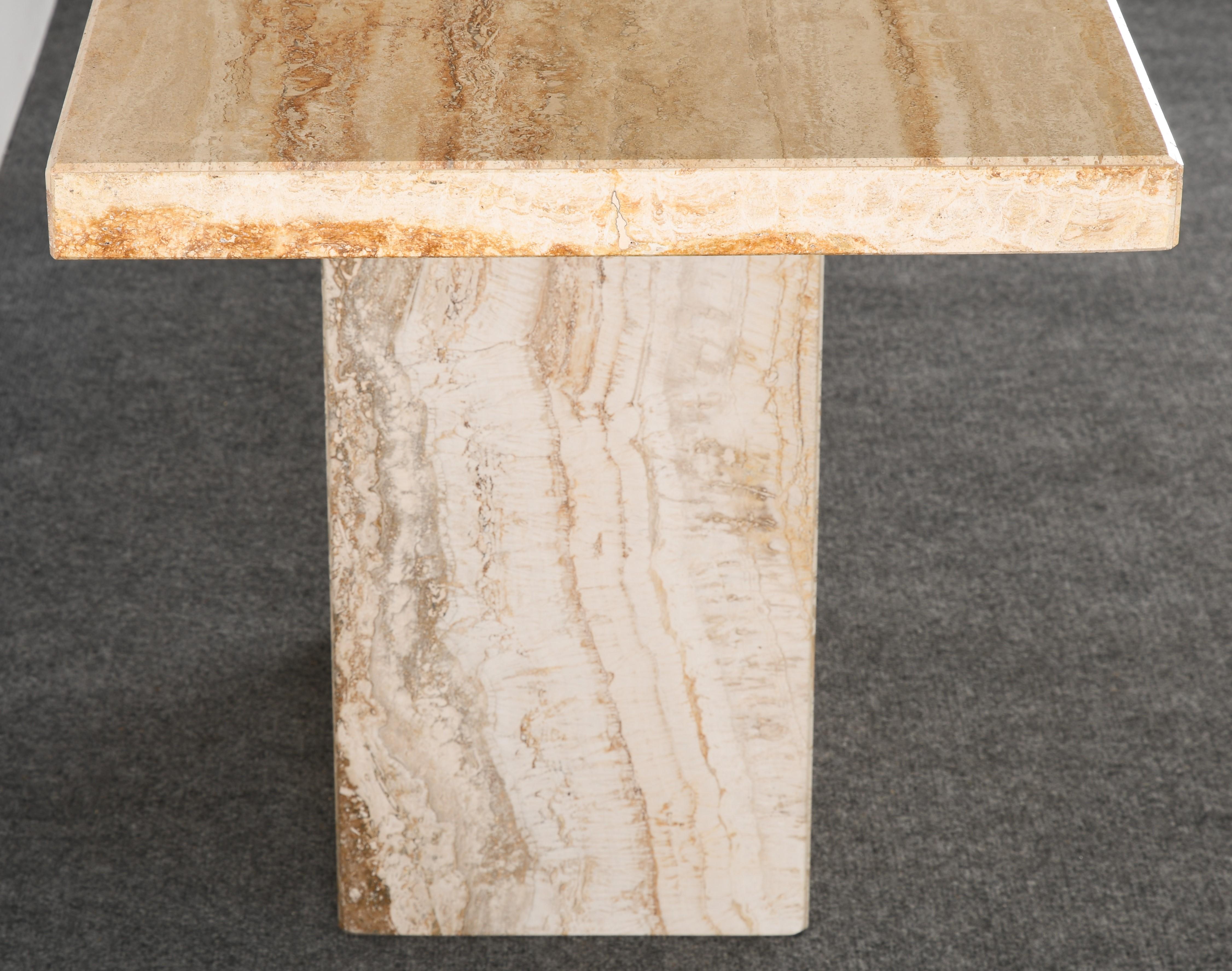Late 20th Century Roche Bobois Style Travertine Marble Console Table, 1980s