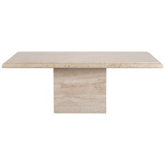 Roche Bobois Style Travertine Marble Dining Table, 1980s