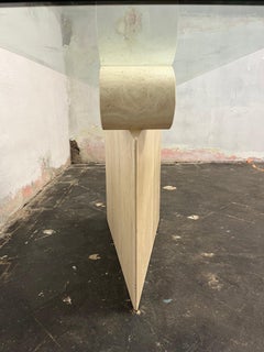 Roche Bobois Style Travertine Marble Wedge and Column Console Table, 1980s