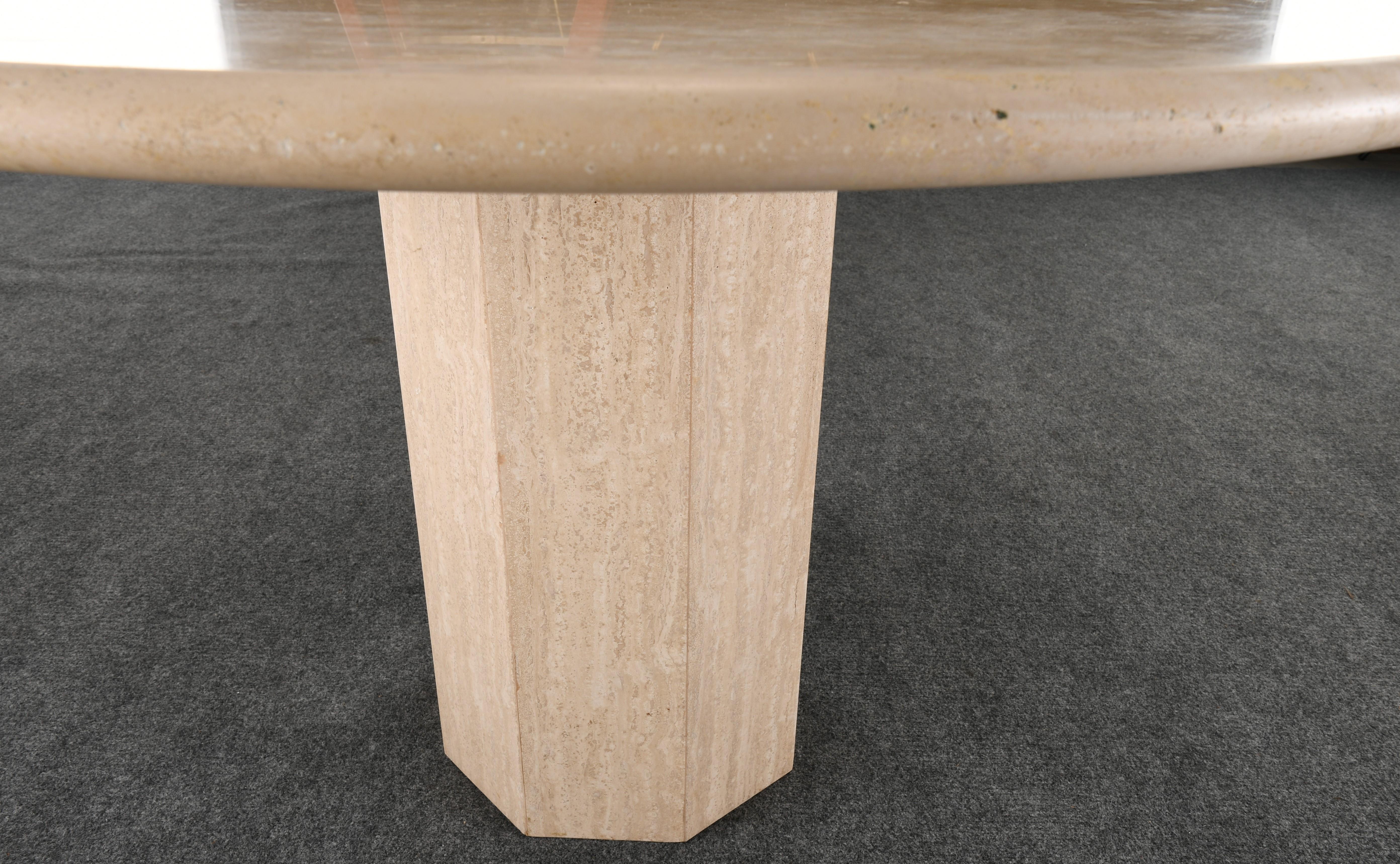 Roche Bobois Style Travertine Round Dining Table, 1980s 4