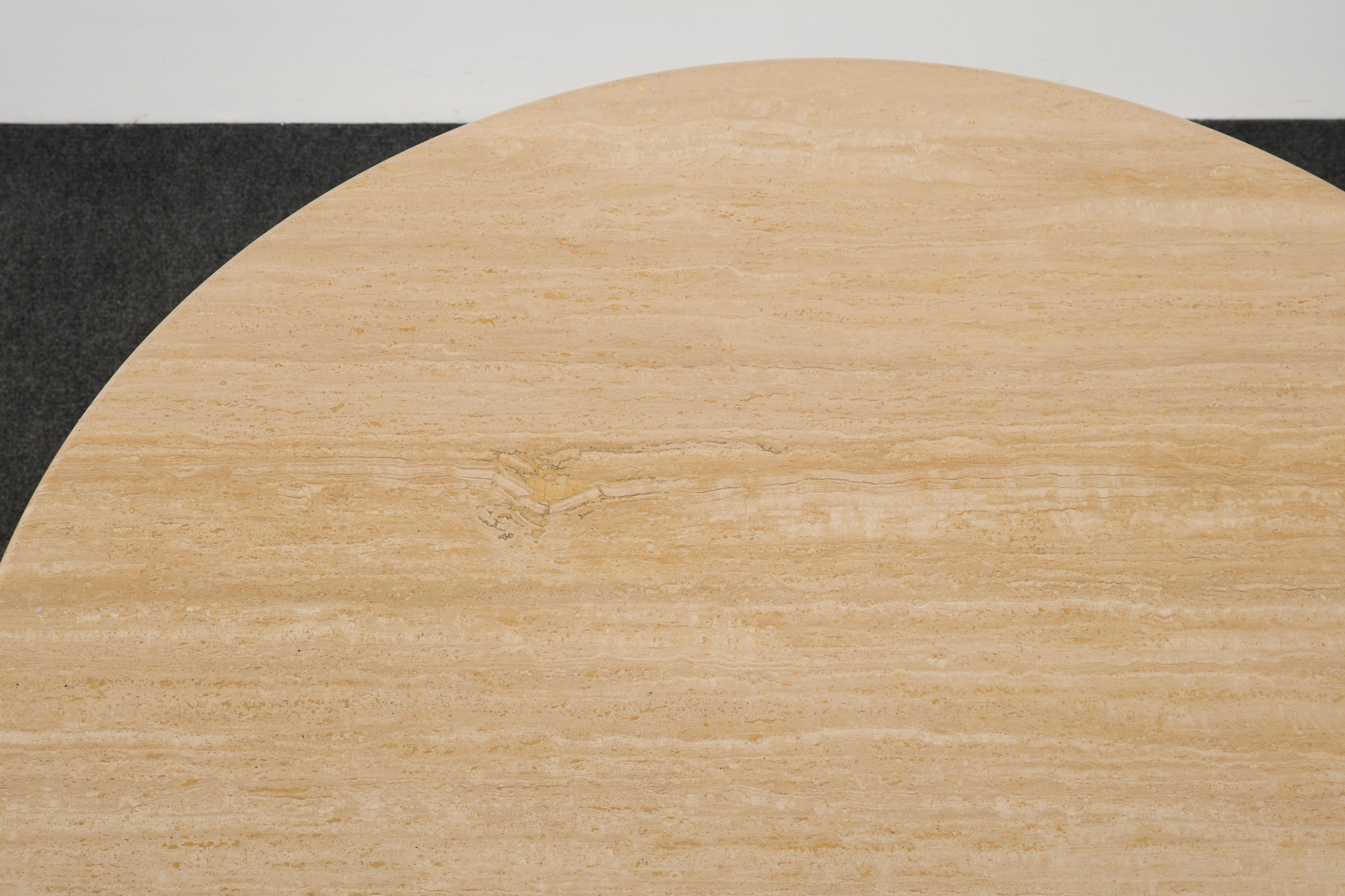 Roche Bobois Style Travertine Round Dining Table, 1980s 2