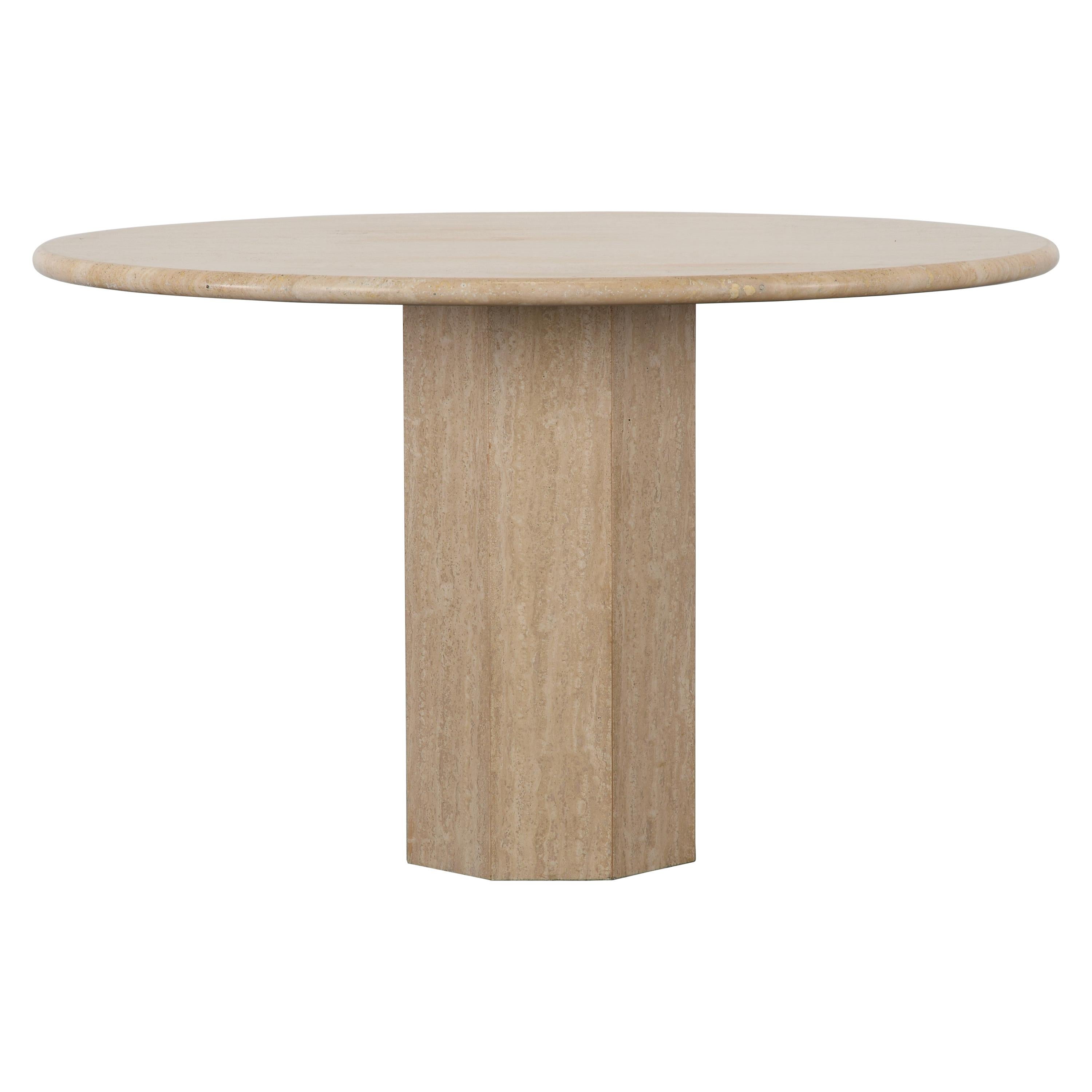 Roche Bobois Style Travertine Round Dining Table, 1980s