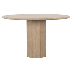 Table à manger ronde en travertin de style Roche Bobois:: années 1980