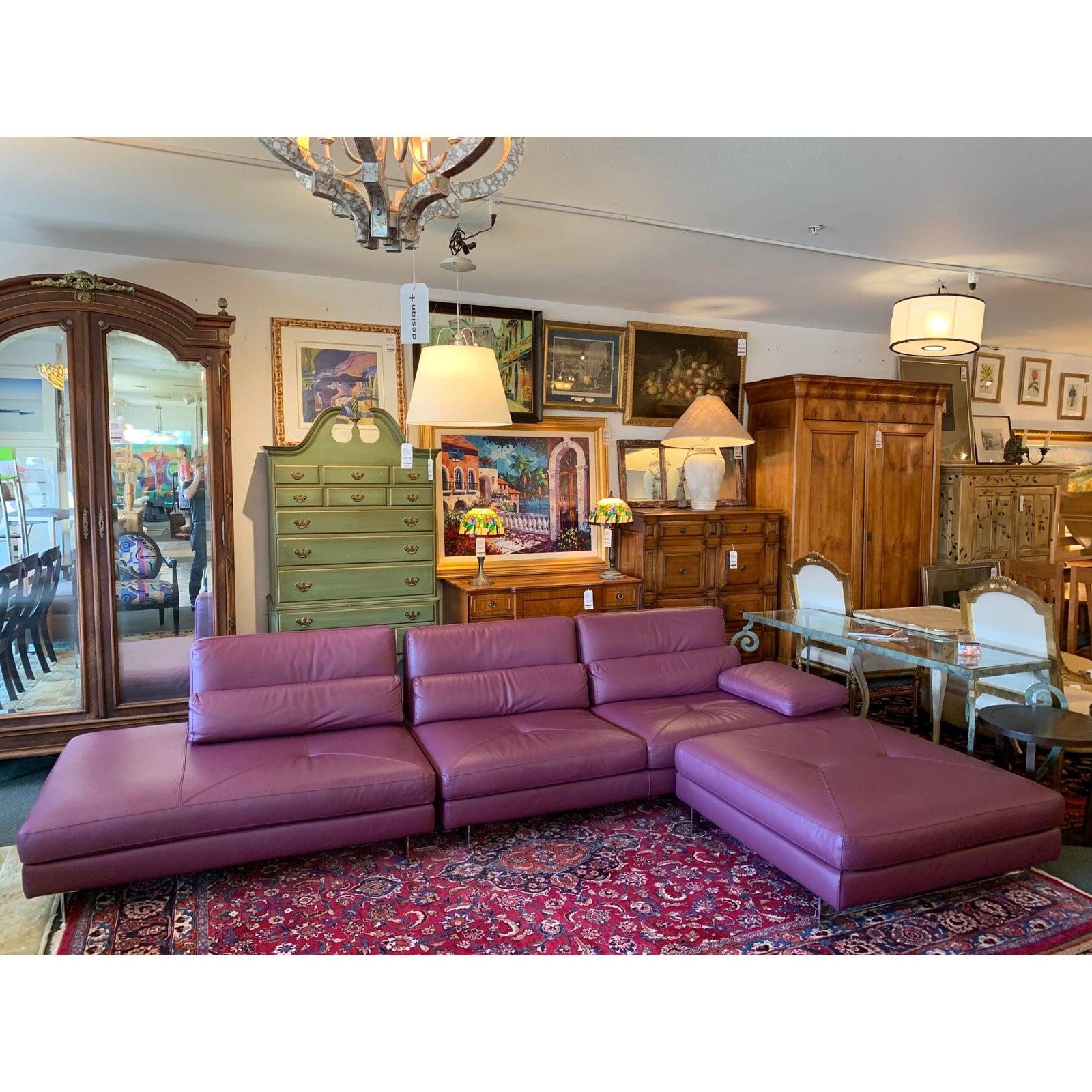 Contemporary Roche Bobois Three-Piece Leather Pulsation Sectional For Sale