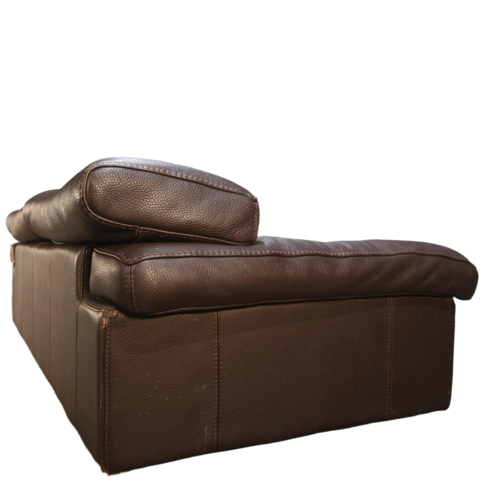Roche Bobois Three Seater Brown Leather Sofa 4