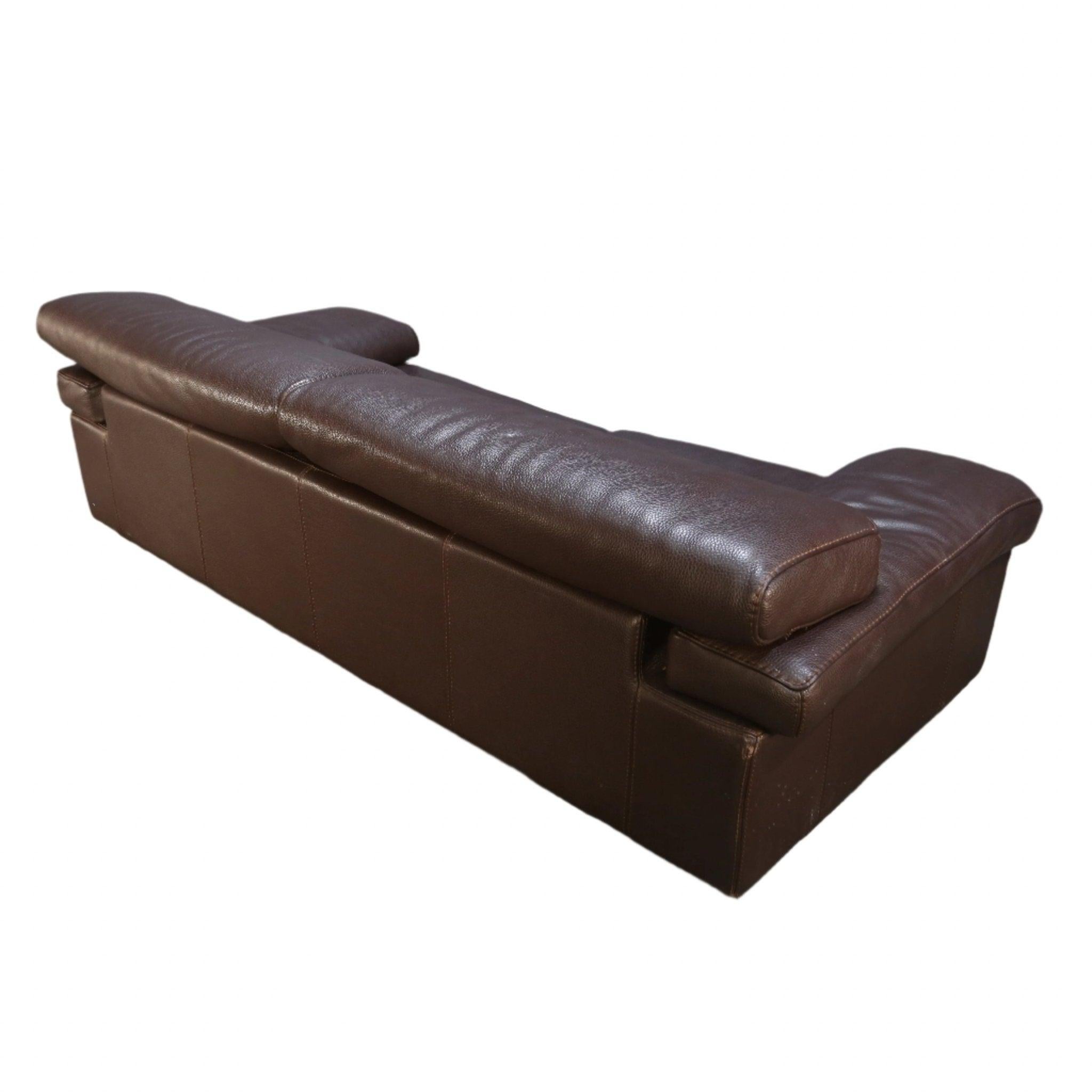 Roche Bobois Three Seater Brown Leather Sofa 5