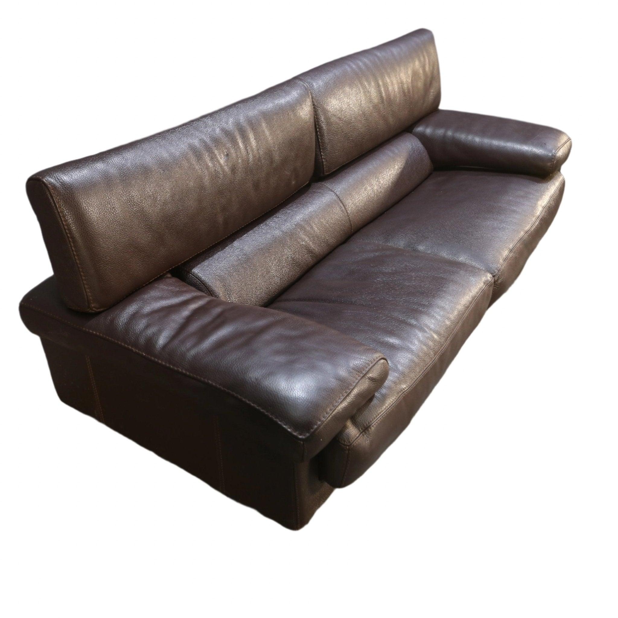 Roche Bobois Three Seater Brown Leather Sofa 1