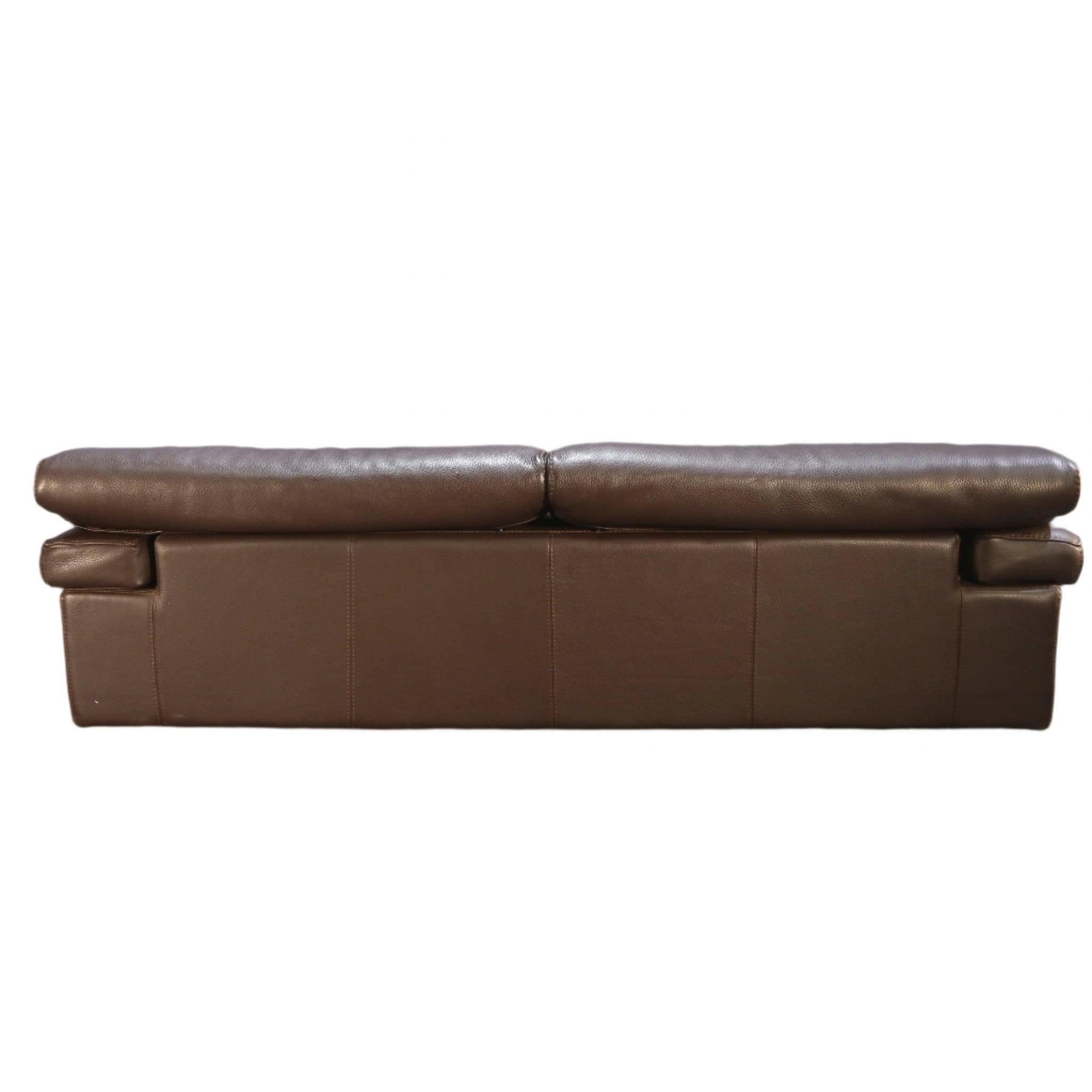 Roche Bobois Three Seater Brown Leather Sofa 2