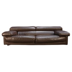 Roche Bobois Three Seater Brown Leather Sofa