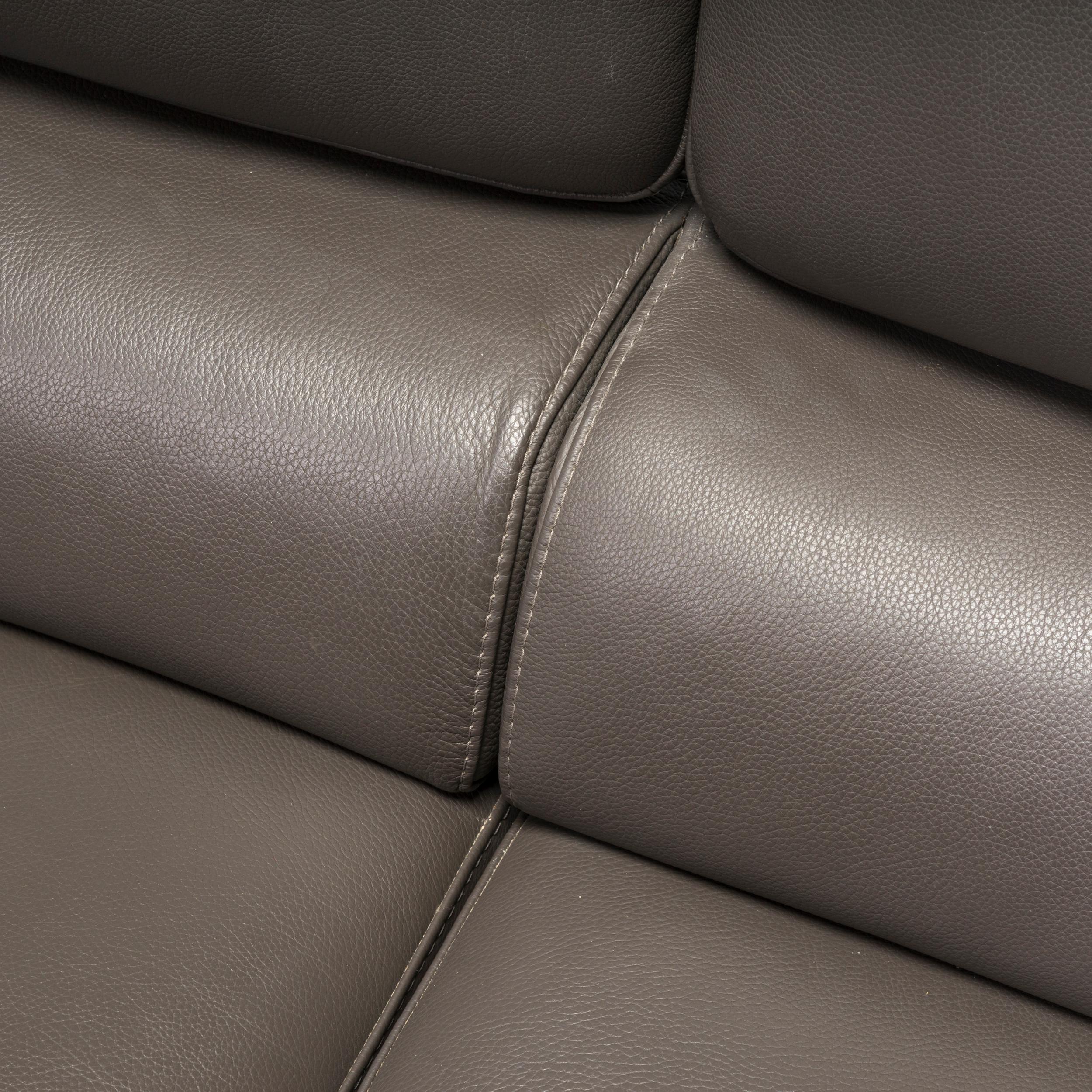 Roche Bobois Three Seater Grey Leather Sofa, With Adjustable Backs 2