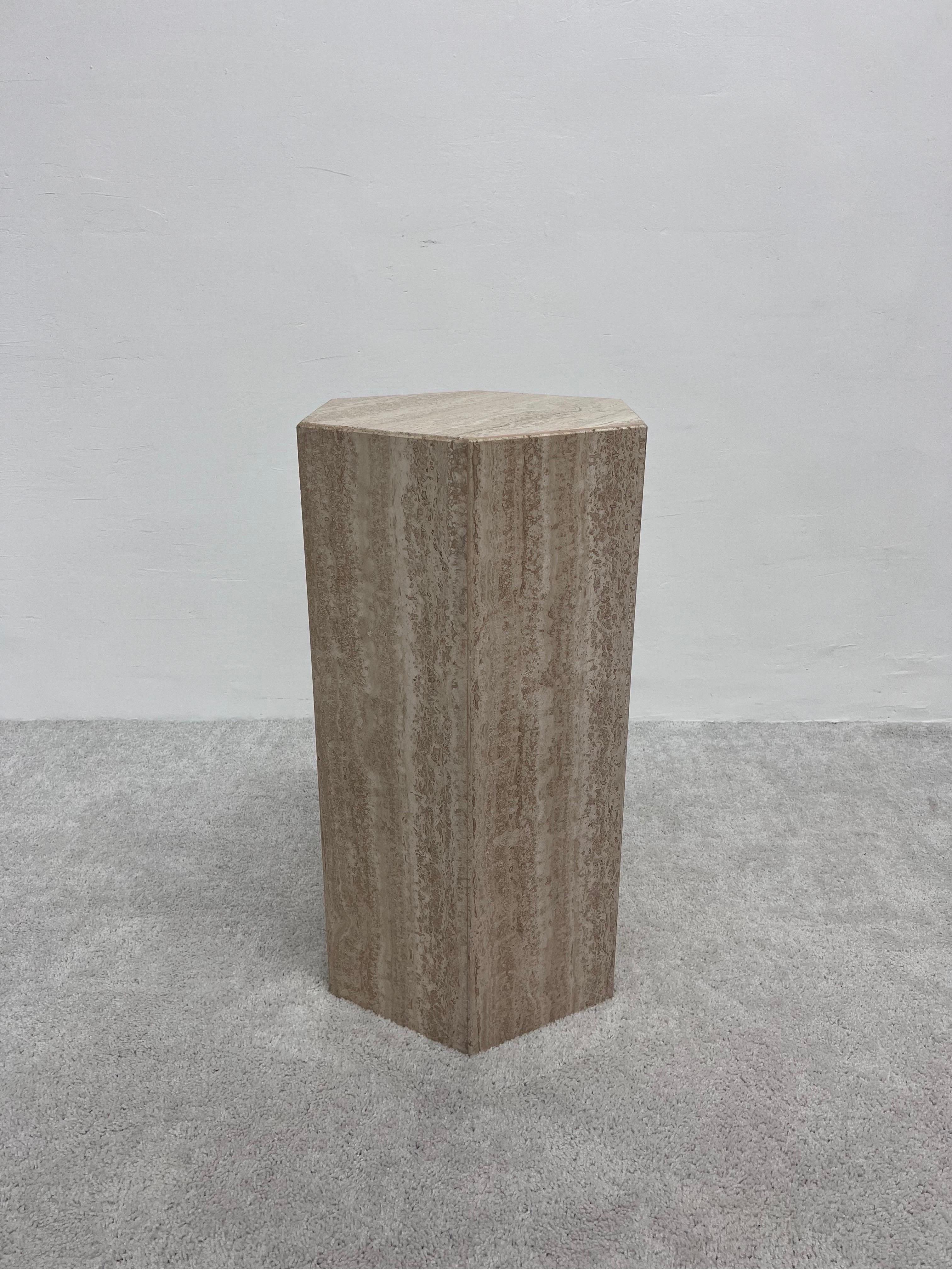 Italian Roche Bobois Travertine Pedestal or Dining Table Base, 1980s