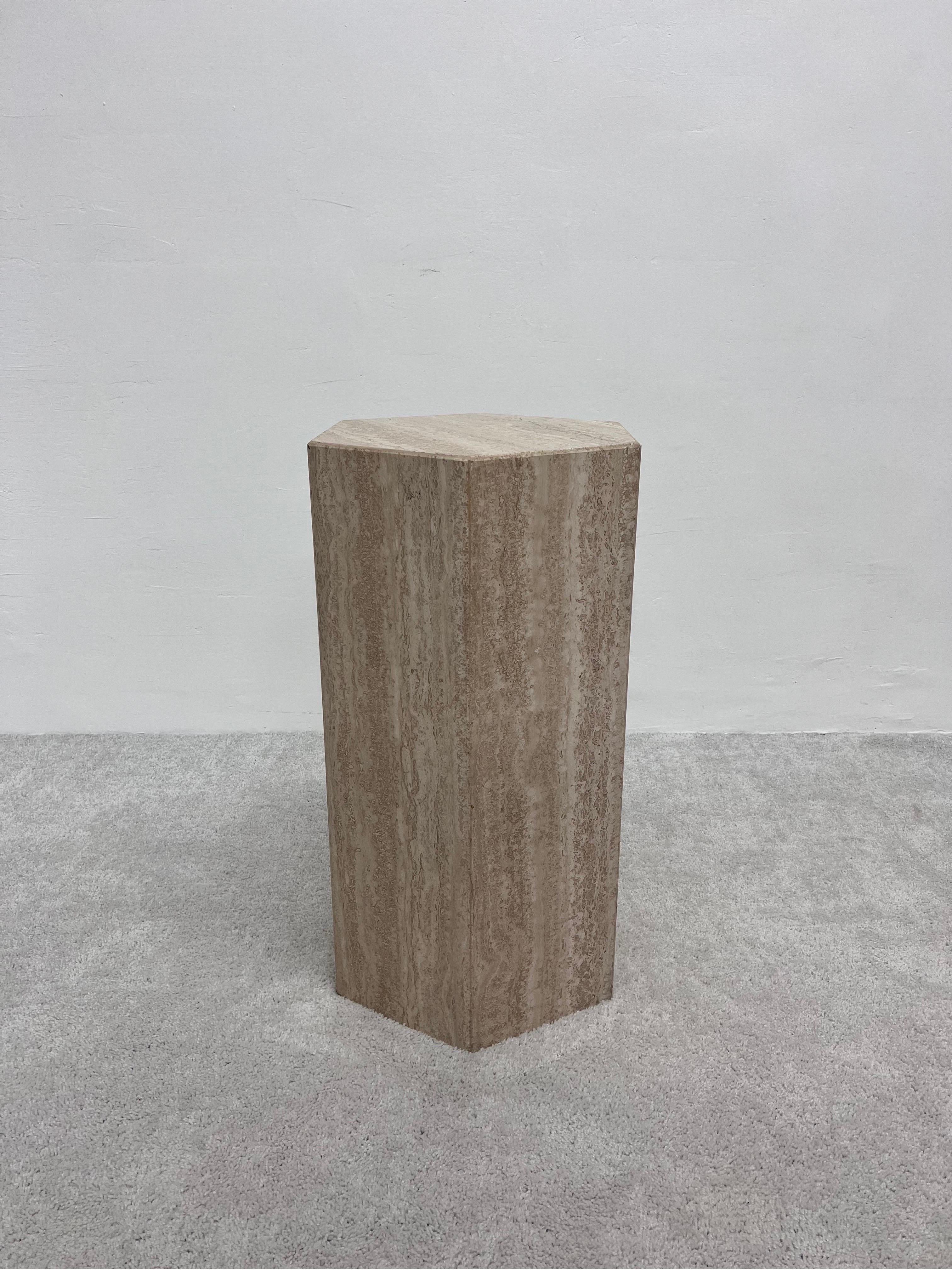 Roche Bobois Travertine Pedestal or Dining Table Base, 1980s In Good Condition In Miami, FL