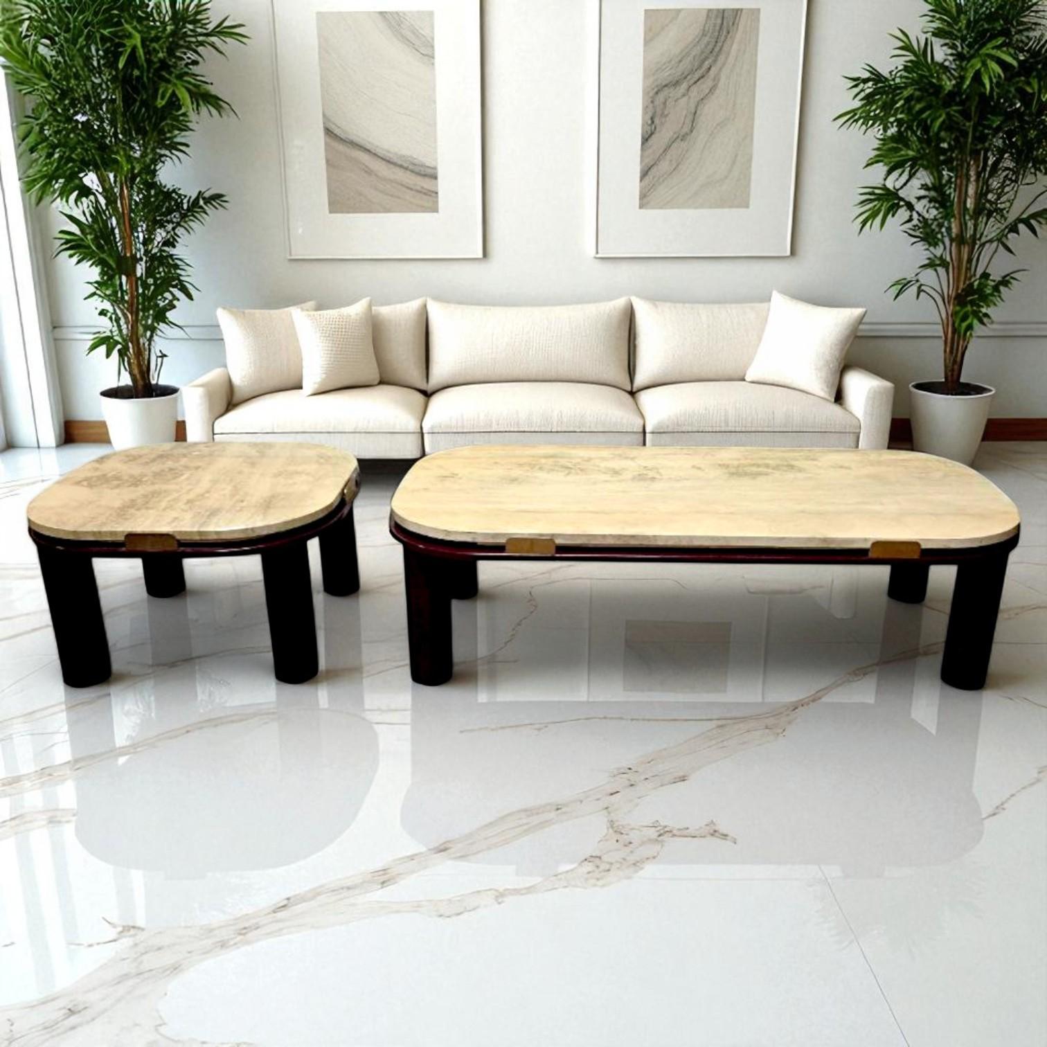 Roche Bobois Couchtisch mit Travertinplatte, 20. Jahrhundert im Angebot 4