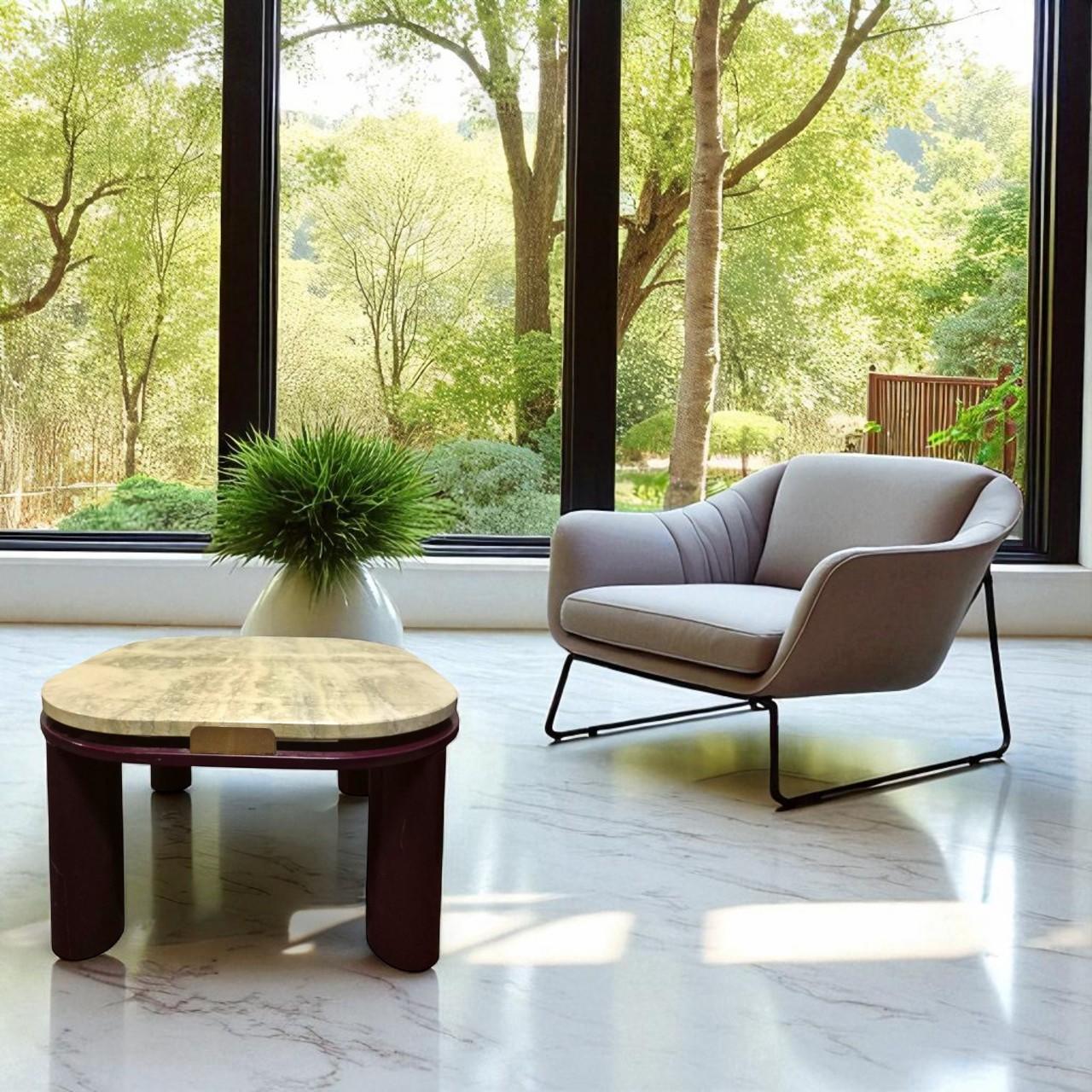 Roche Bobois Couchtisch mit Travertinplatte, 20. Jahrhundert im Angebot 5