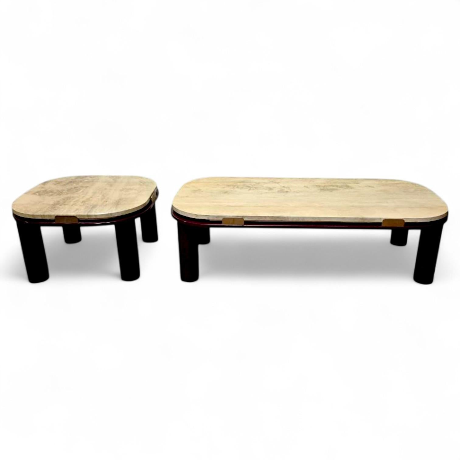 Roche Bobois Couchtisch mit Travertinplatte, 20. Jahrhundert im Angebot 7