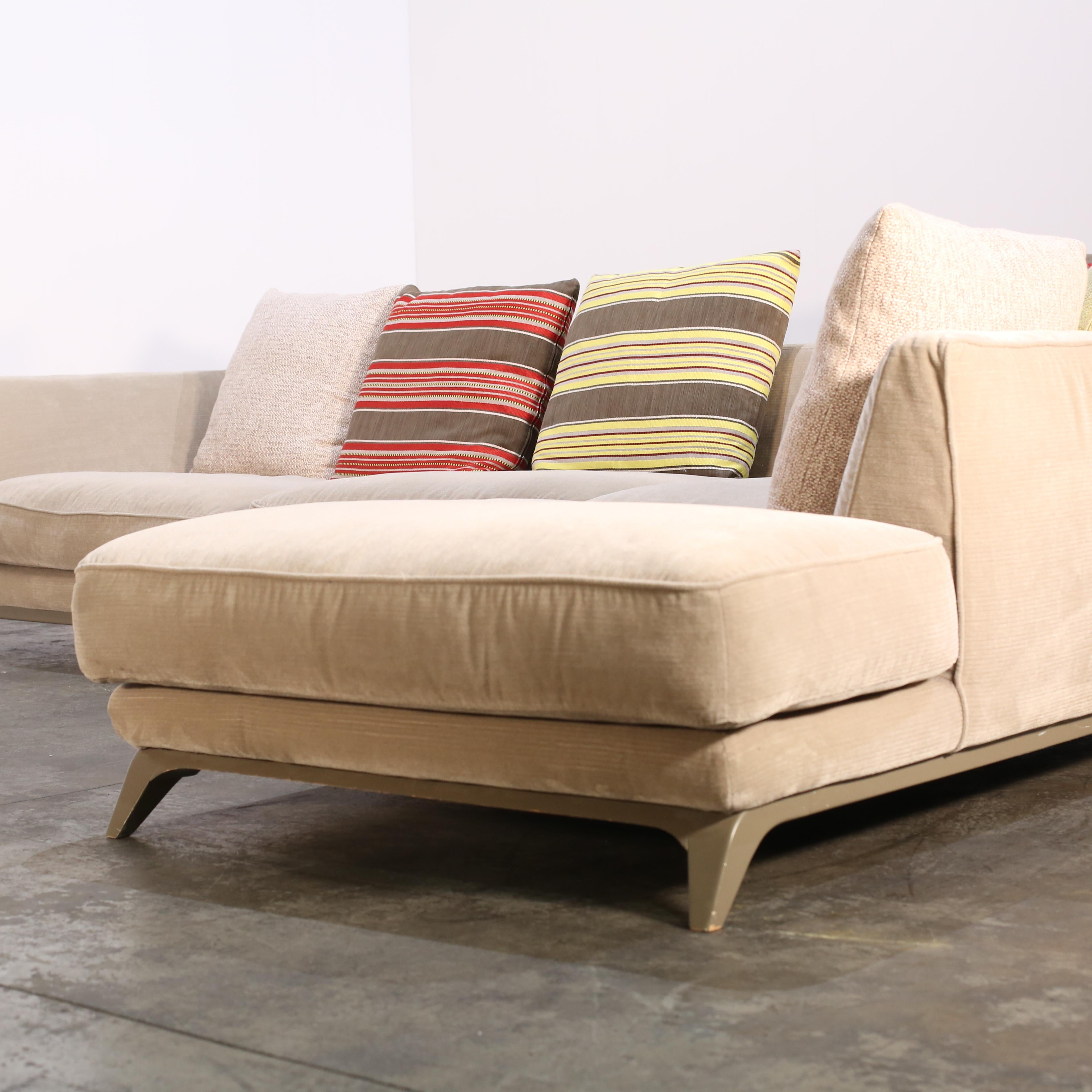 Roche Bobois Velvet Corner Sofa In Good Condition In Basildon, London