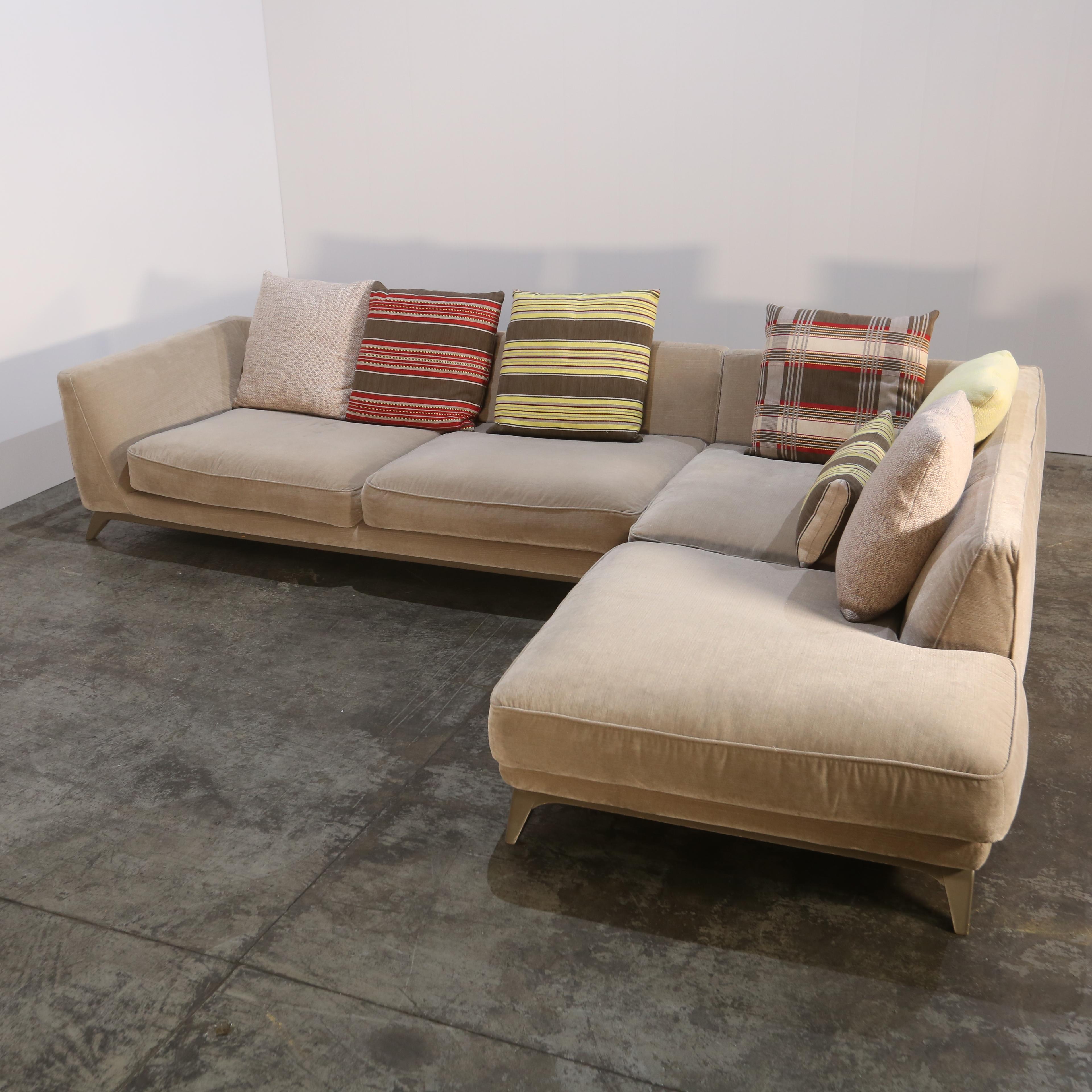 Roche Bobois Velvet Corner Sofa 2