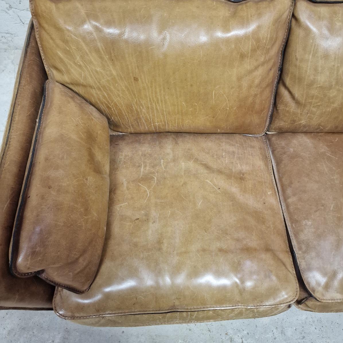 20th Century Roche Bobois Vintage Full-Grain Leather Sofa circa 1980
