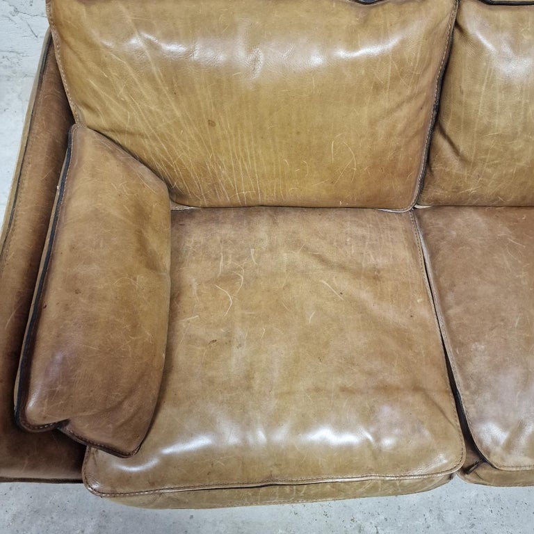 Canapé Cuir Roche Bobois - Pleine Fleur Marron - 185 Cm - Très Bon état