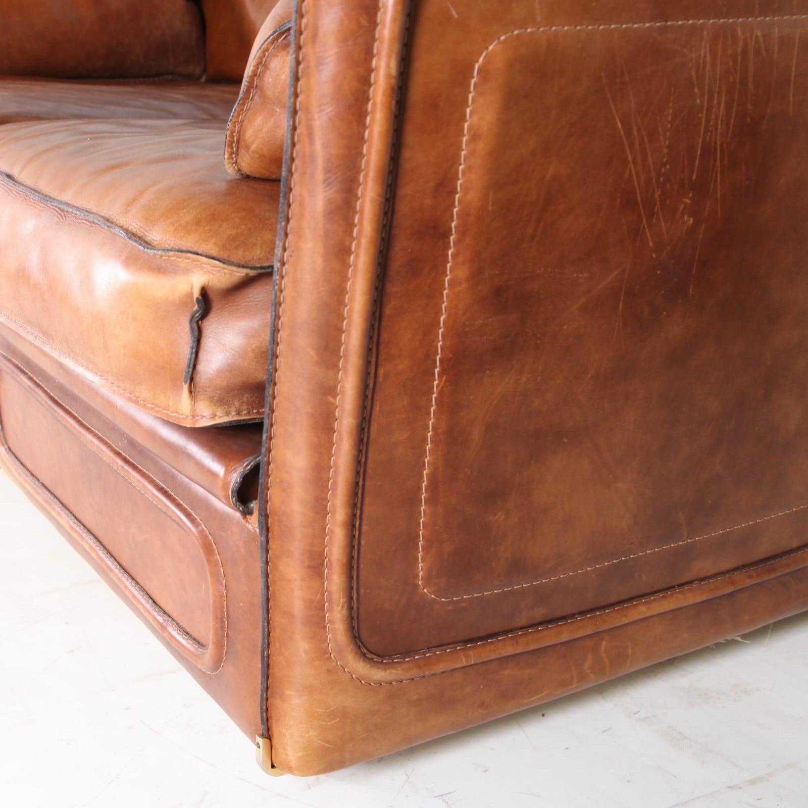 Roche Bobois vintage leather loveseat 6