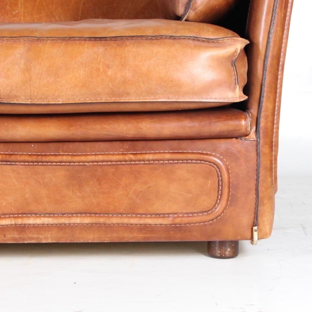 Roche Bobois vintage leather loveseat 1