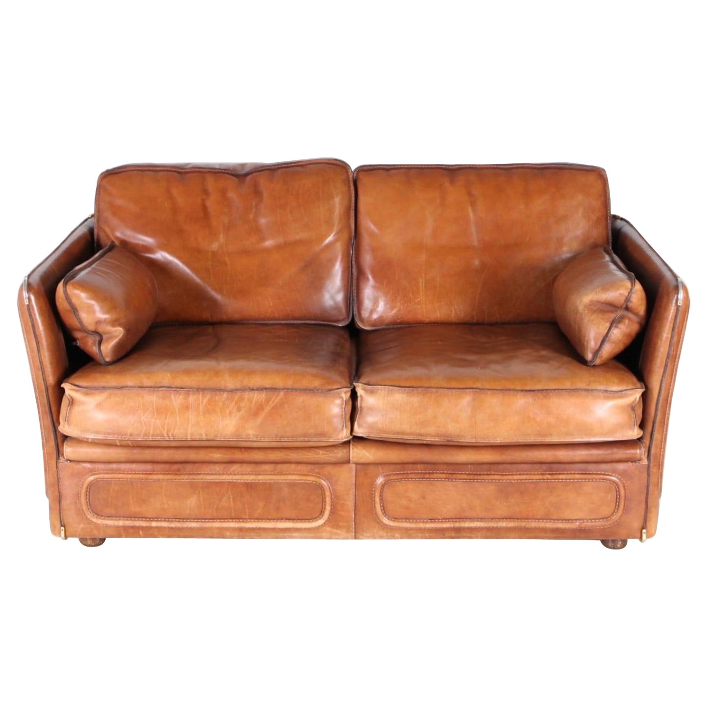 Roche Bobois vintage leather loveseat