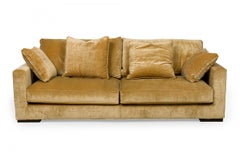 Roche Bobois Vintage Light Gold Crushed Velvet Upholstered Sofa