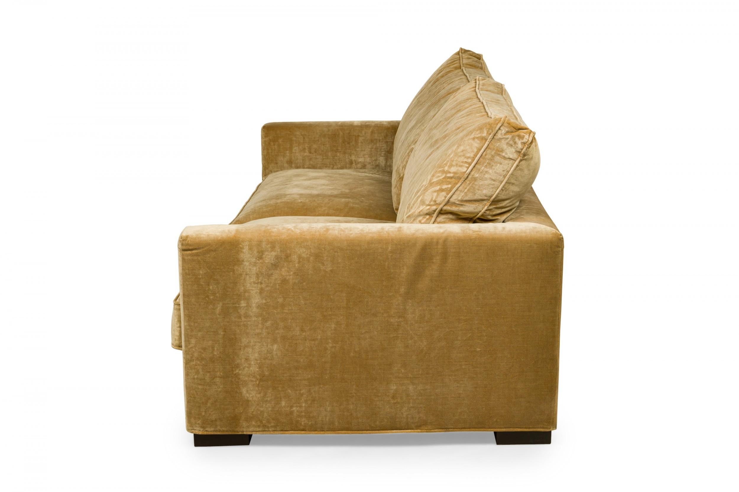 Mid-Century Modern Roche Bobois Vintage Light Gold Crushed Velvet Upholstered Sofa