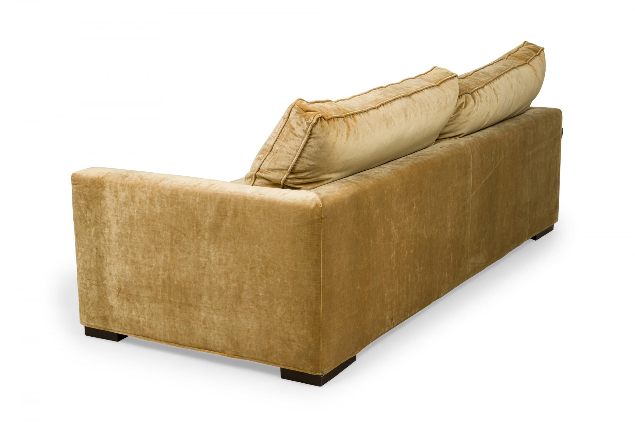 Roche Bobois Vintage Light Gold Crushed Velvet Upholstered Sofa In Good Condition In New York, NY