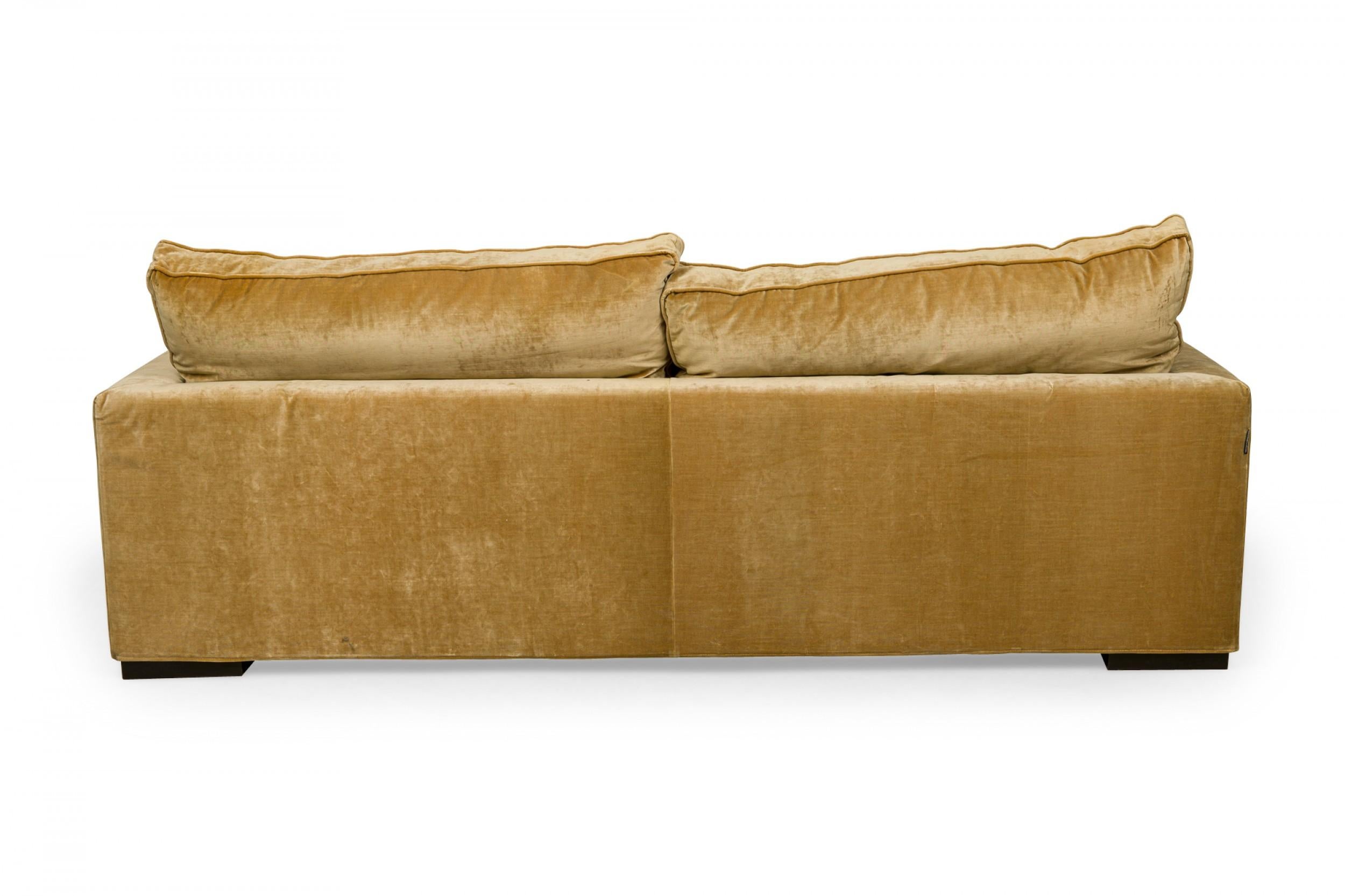 20th Century Roche Bobois Vintage Light Gold Crushed Velvet Upholstered Sofa
