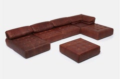 Roche Bobois "Voyage Immobile" Modular Sofa in Distressed Leather, 2000s