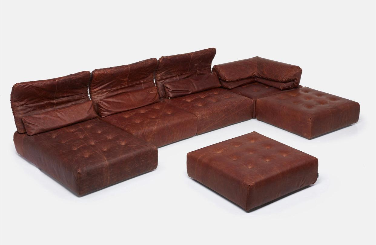 distressed leather sectional