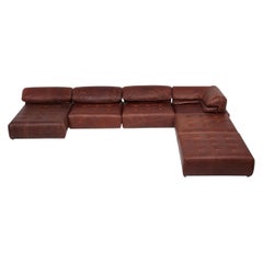 Roche Bobois "Voyage Immobile" Modular Sofa in Distressed Leather, 2000s