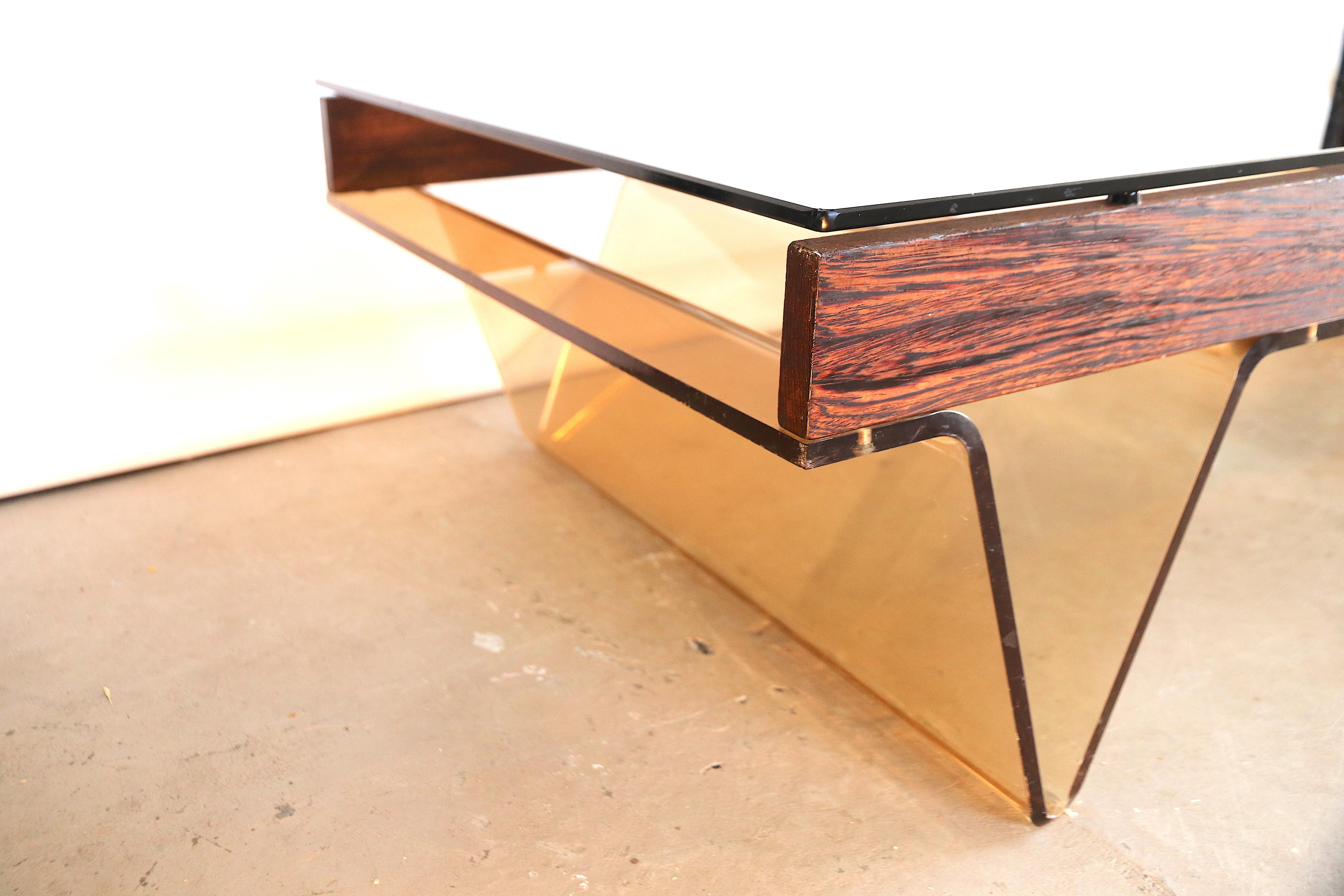 acrylic and wood coffee table