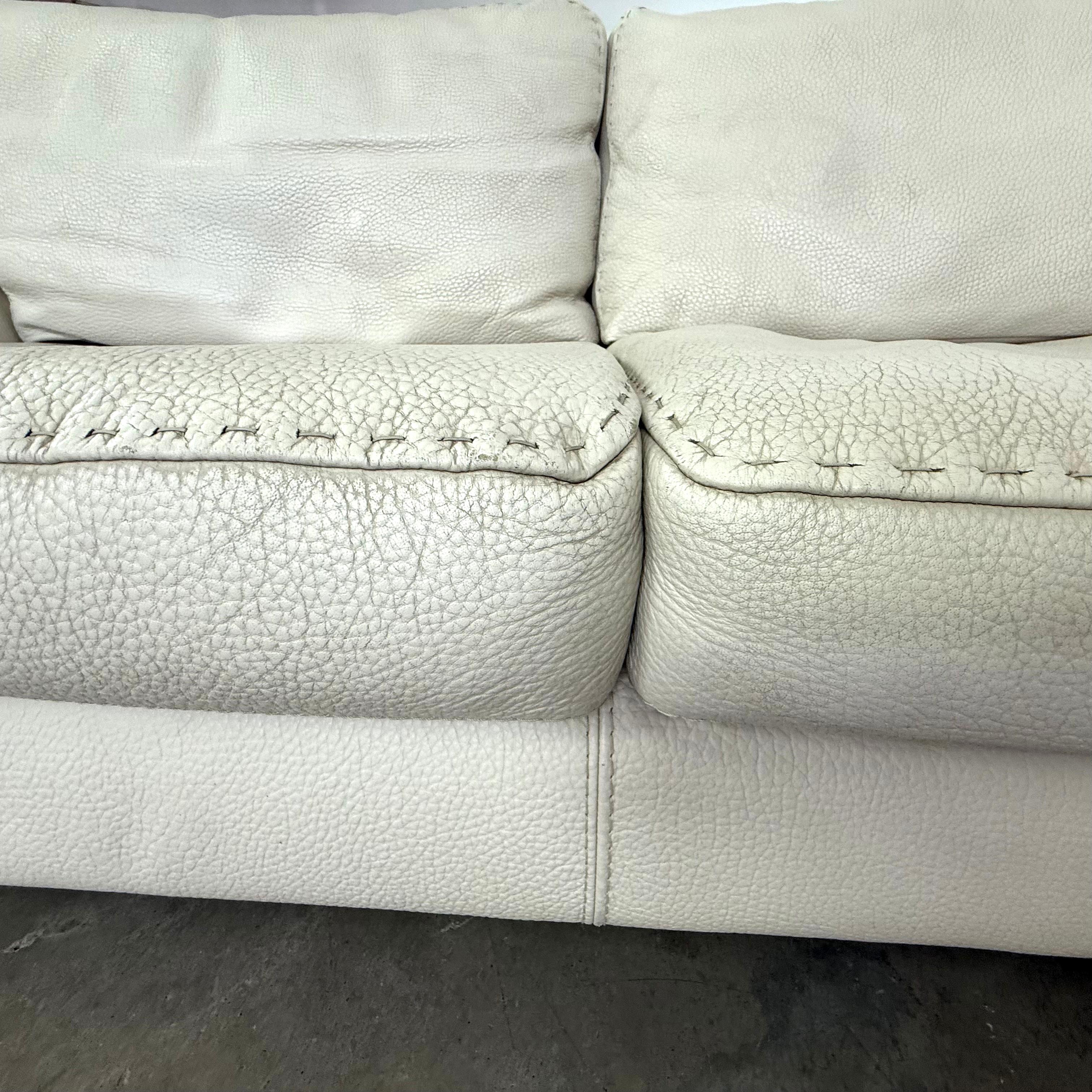 Roche Bobois White Leather Sofa For Sale 5