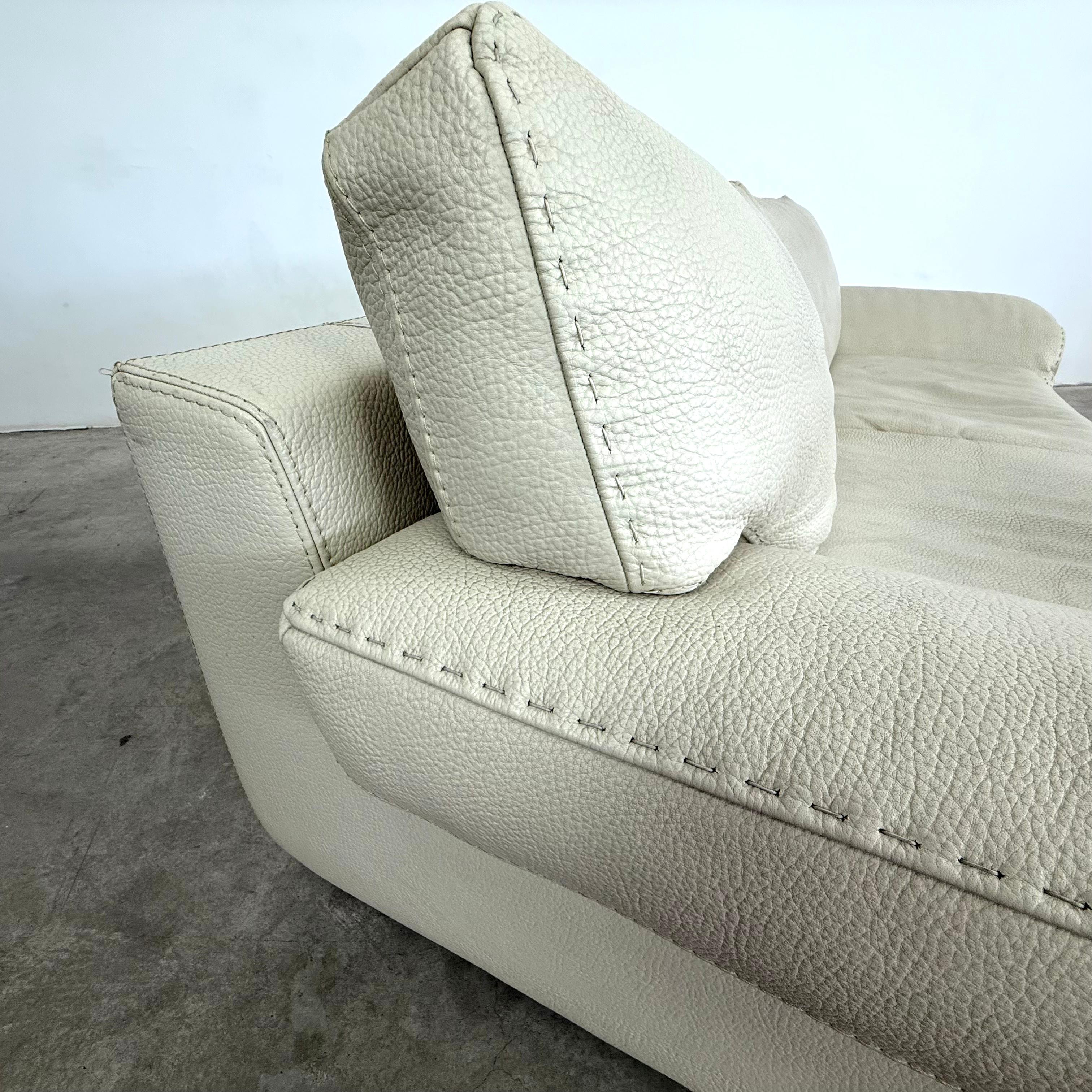 Roche Bobois White Leather Sofa For Sale 6