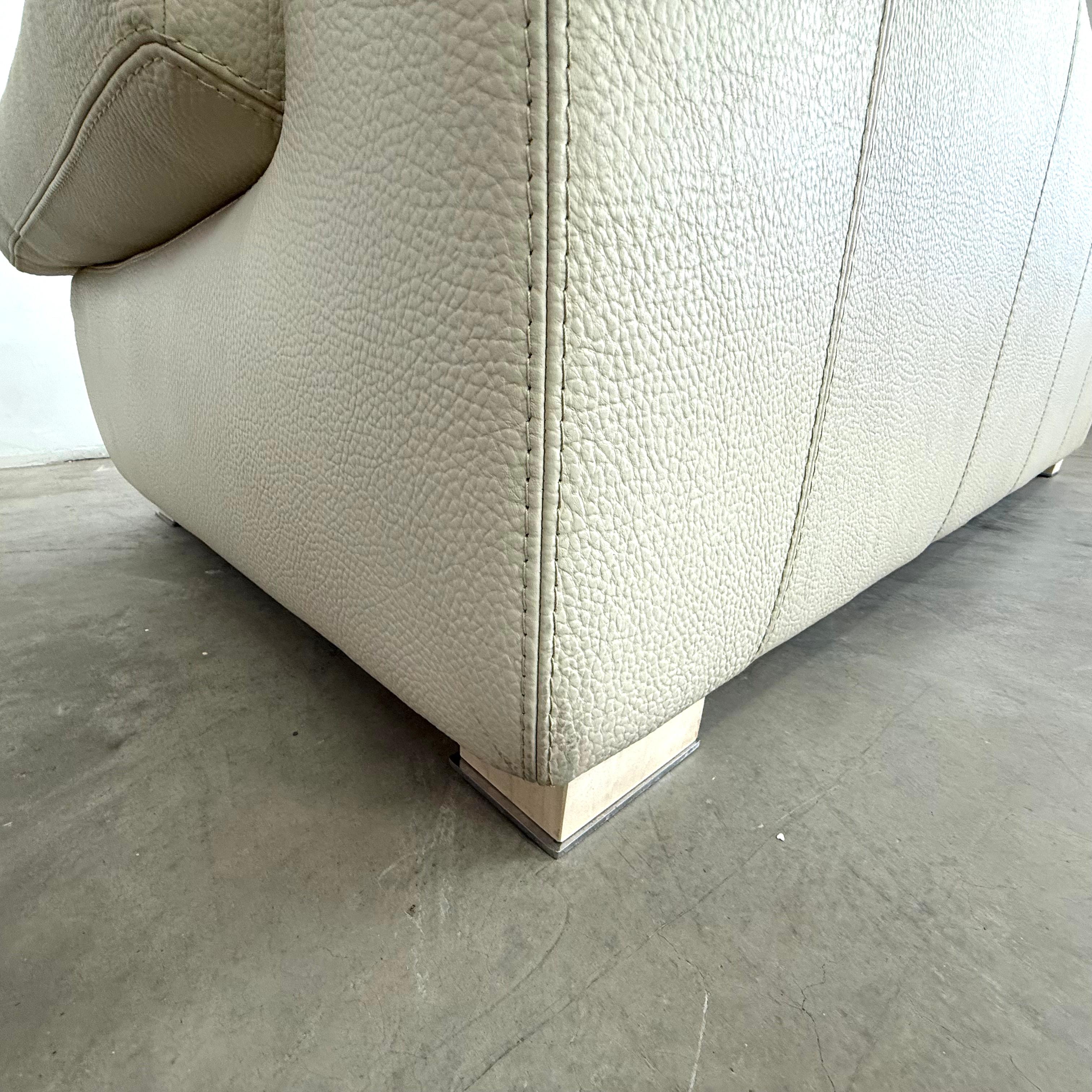 Roche Bobois White Leather Sofa For Sale 11