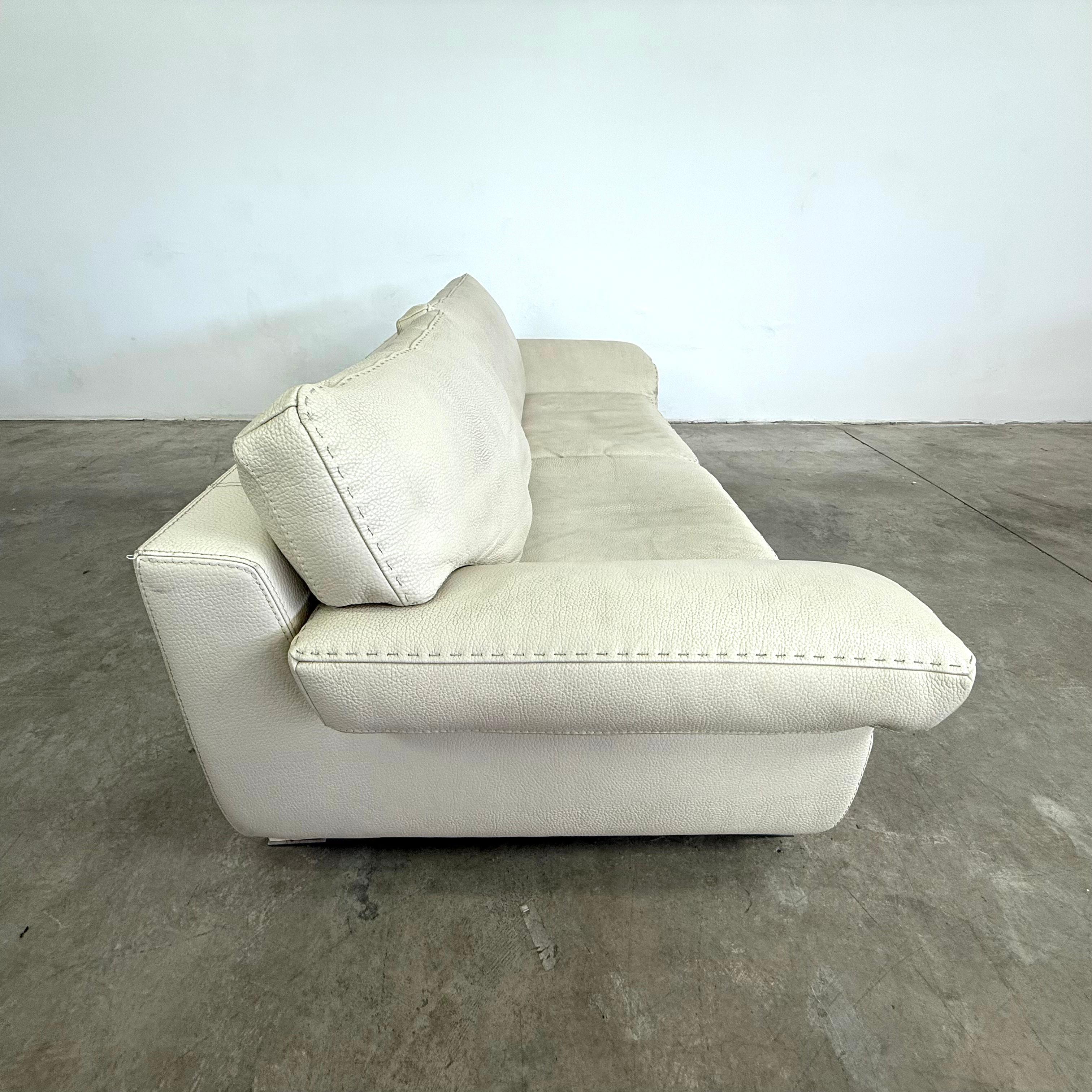 20th Century Roche Bobois White Leather Sofa For Sale